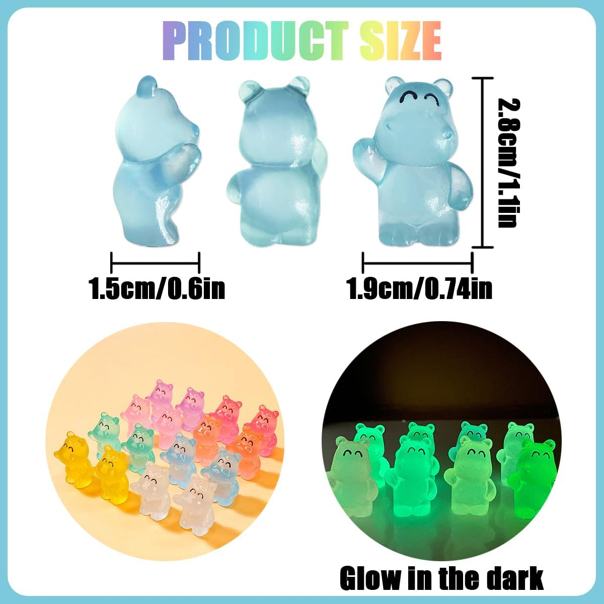 Mini Resin Hippos, 30 PCS Mini Resin Animal Figures for Potted Landscape Dollhouse Ornaments (3Cm) image number 5