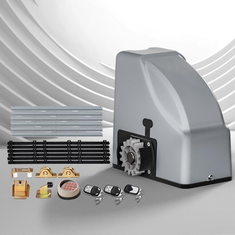 Electric Sliding Gate Opener 800KG Auto Remote Hardware Kit Rail 6M