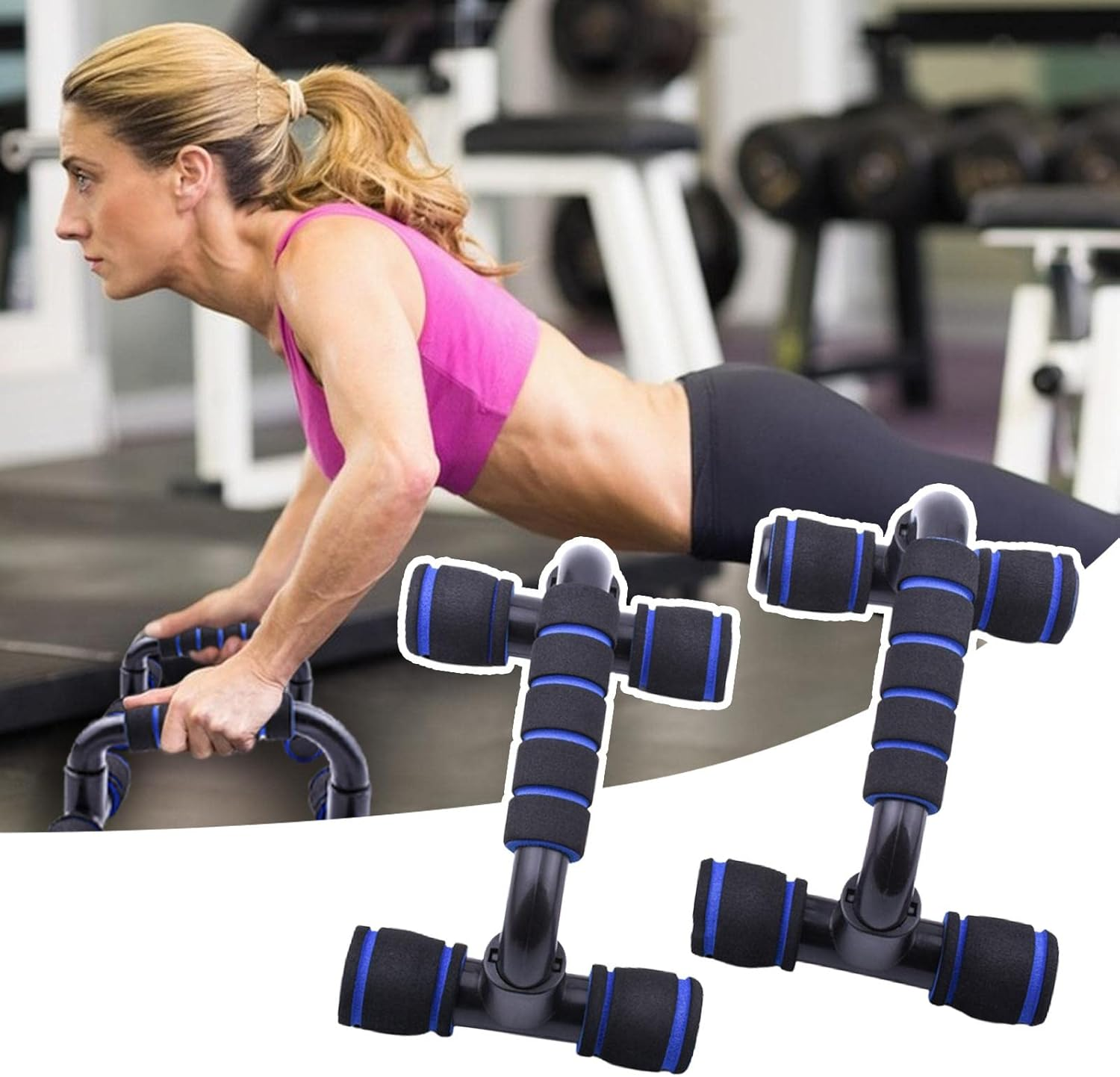 Pushup Handles for Floor, Parallettes for Ups & Dip, Ergonomically Designed Workout -Up Stands, Portable Pushup Handle for Home Fitness image number 5