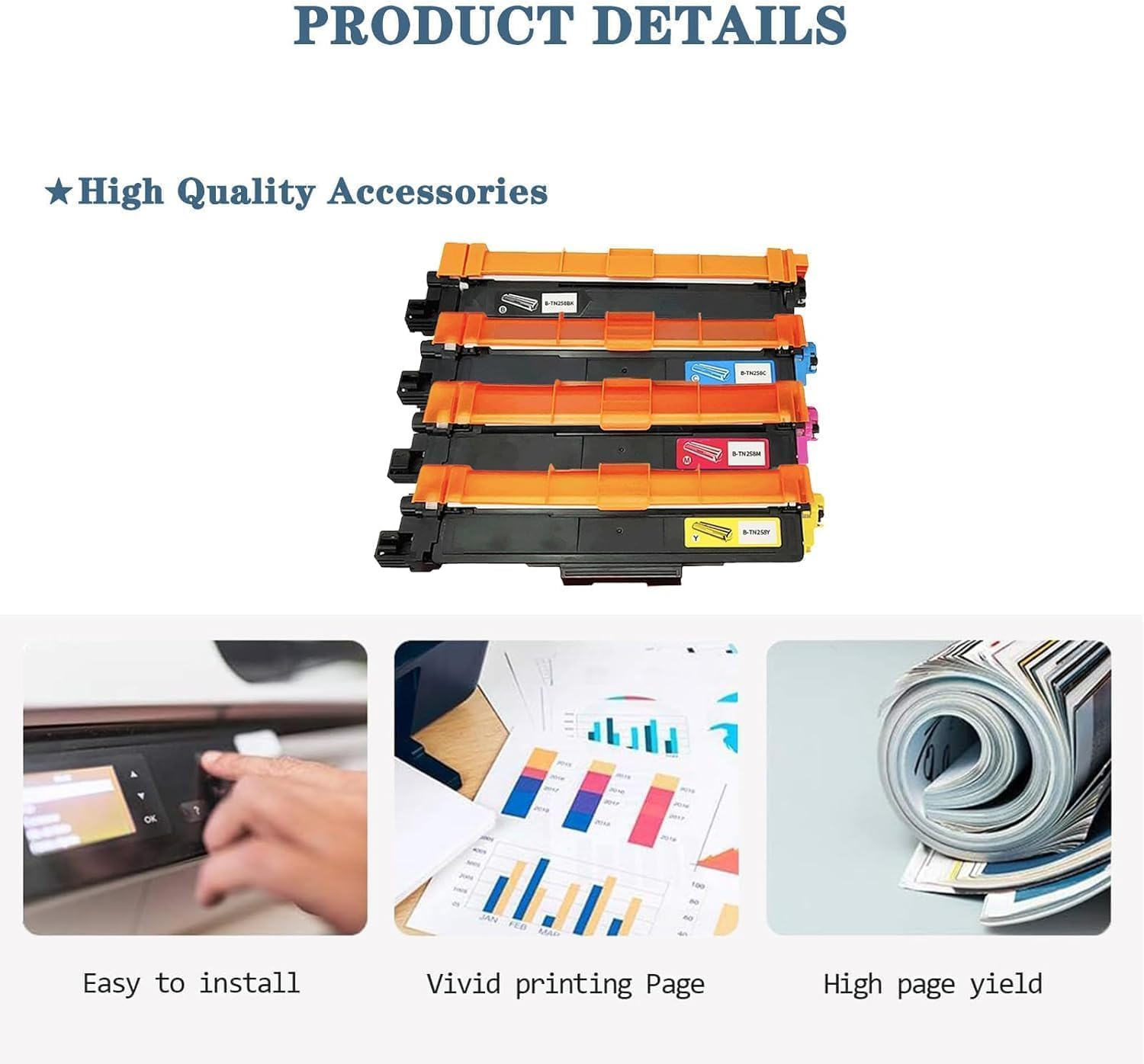 TN258 TN258XL Toner Cartridge Compatible with Brother MFC-L8390CDW, MFC-L3760CDW , DCP-L3560CDW, DCP-L3520CDW, HL-L8240CDW, HL-L3280CDW Printer (1Black) image number 6