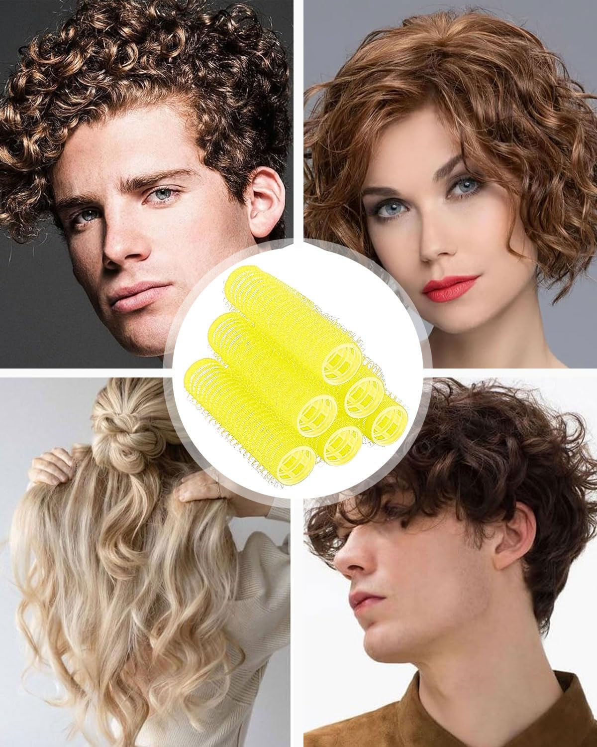 TPZORJX 37 Pieces Manual Hair Rollers Self Adhesive Hair Rollers for Salons, Barber Shops, Rat Tail Combs, DIY Curling Irons with Steel Needle Tip Combs (Gold) image number 4