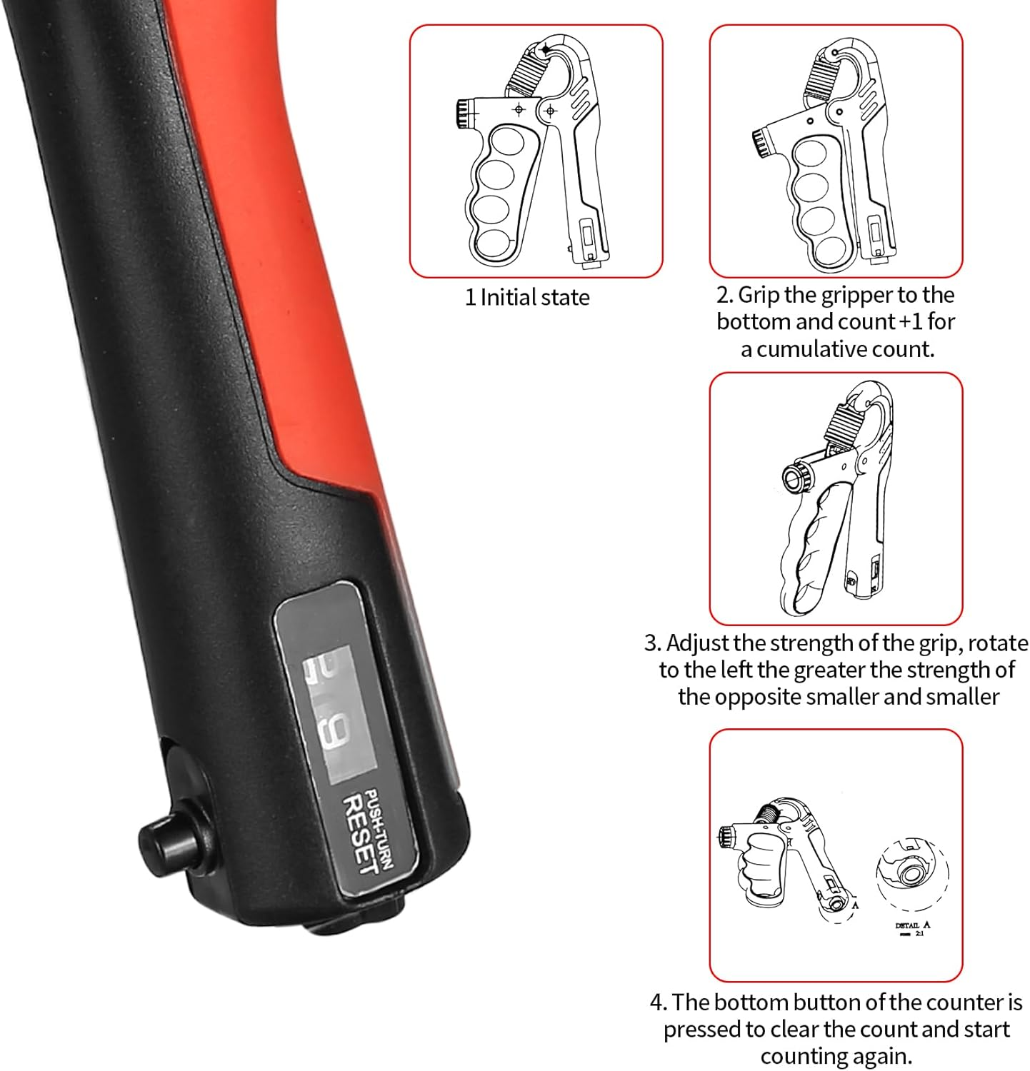 Grip Strengthener,5-100 Kg Adjustable Hand Gripper Strengthener, Forearm Strengthener Workout Kit, Finger Strengthener for Finger Forearm Exerciser Hand Grippers Training - Grey image number 5