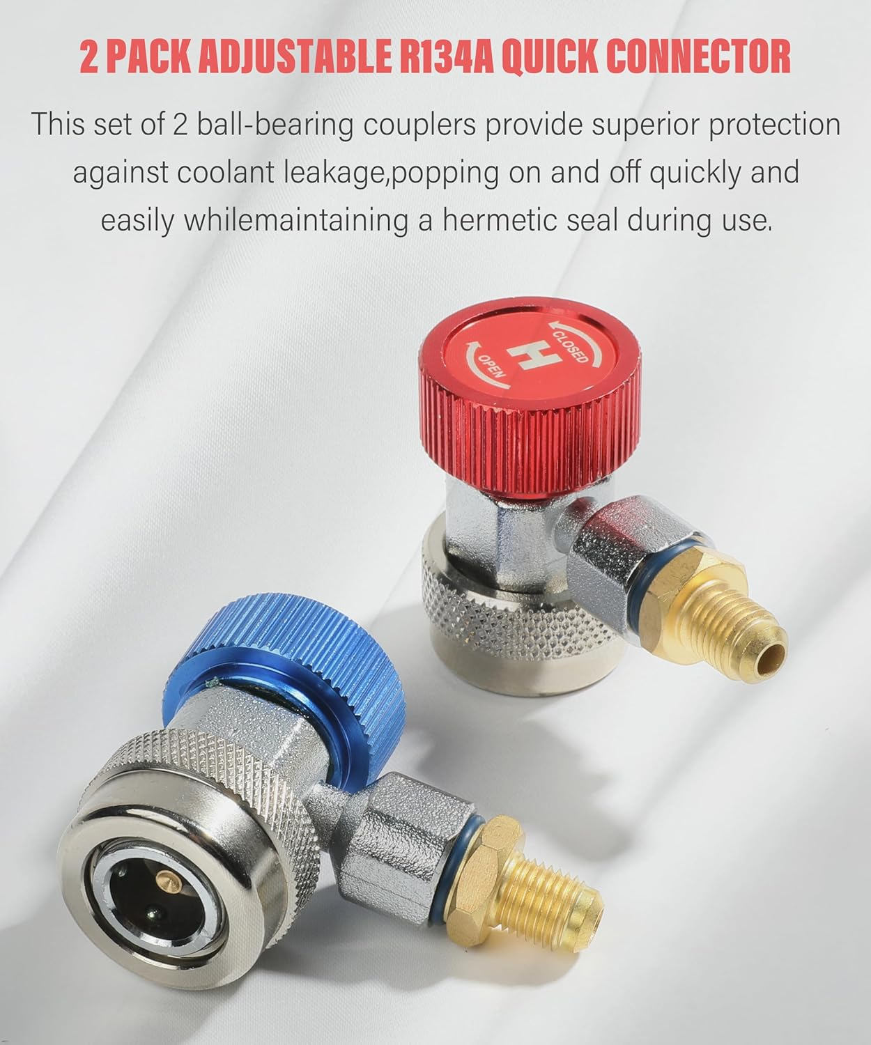 YAKEFLY AC R134A Adapter Fittings,R134A Connector 1/4 Inch Quick Connector with Manifold Gauge Set, Adjustable Quick Coupler Adapters Fitting Kit for R134A Car AC System Evacuation Recharging and More image number 1