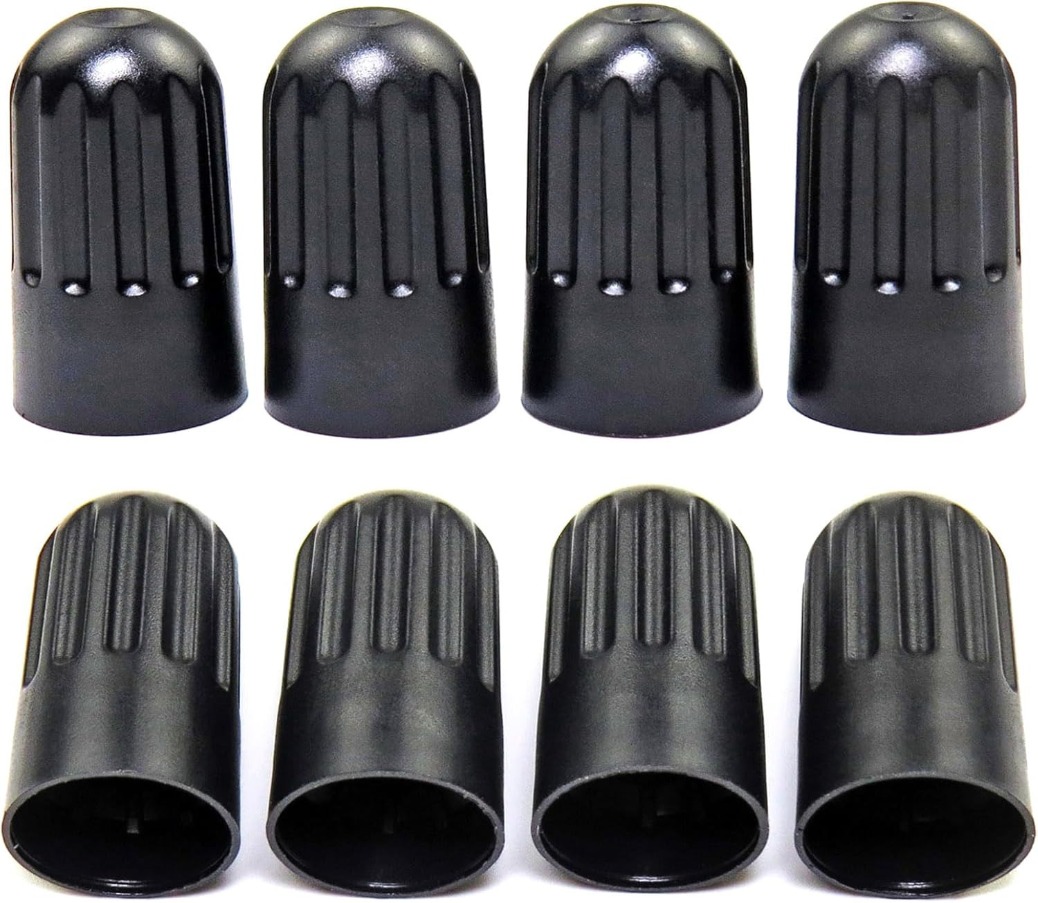 Plastic Valve Stem Covers Black Tire Valve Caps with Gasket Universal Long Air Dust Covers Fit TPMS20008 Rubber Valves (8 Pack)