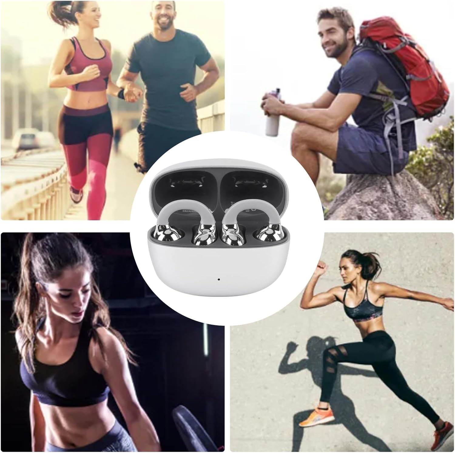 Yanmis Clip on Earbud Bluetooth 5.4, Sports Headphones - Noise Cancellation, Portable IPX4 Water -WL Headphones with Case for Fitness, Comfortable and Safe Fit image number 2