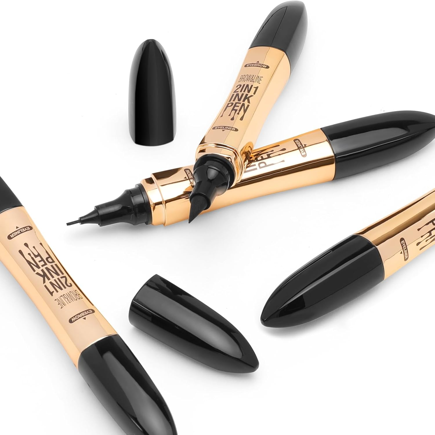 Boobeen Liquid Eyebrow Pen Eyeliner Dual-Ended, 4 Tip Eye Brow Pencil Ink Liner Kit for Matte Eye Makeup, Glides on Smoothly image number 6