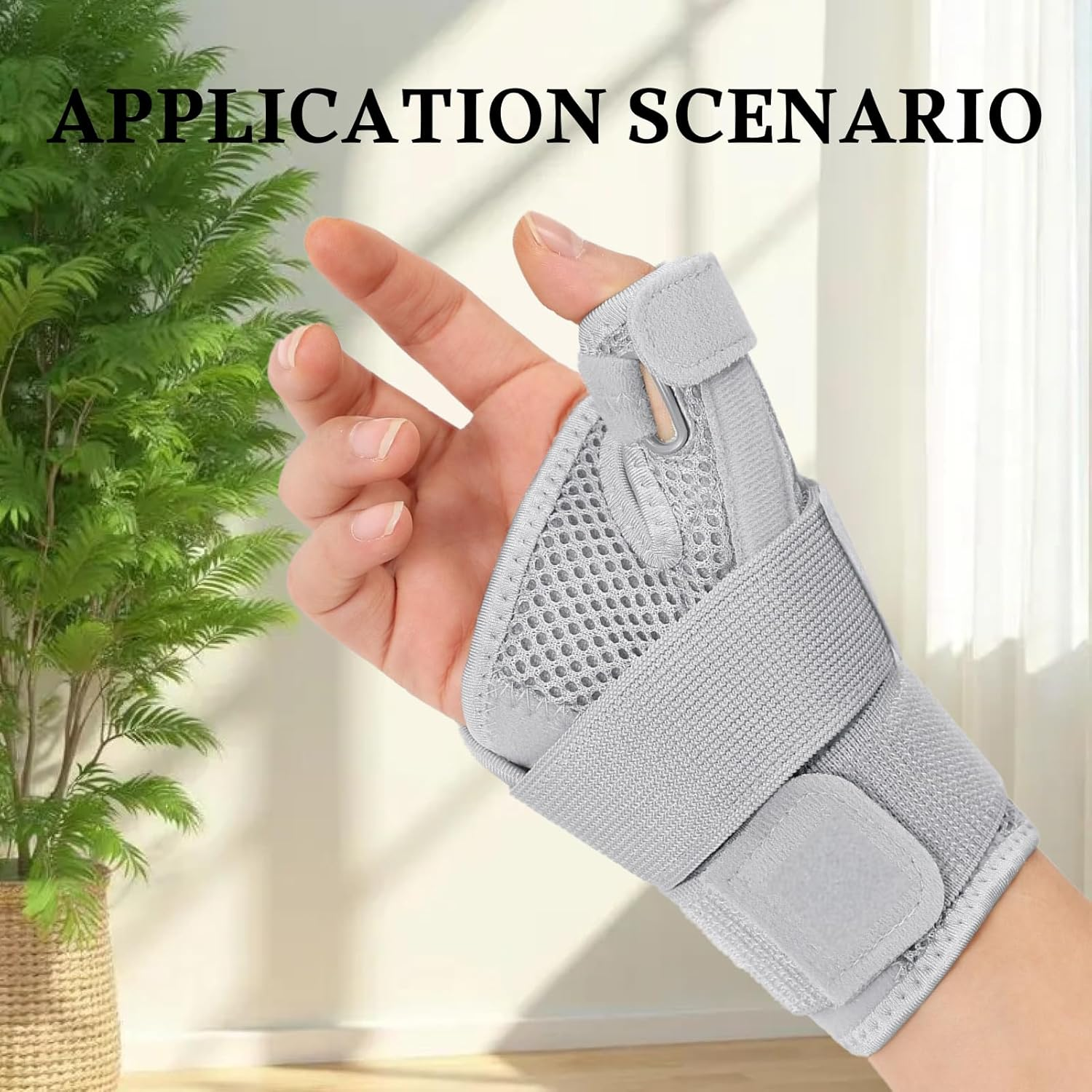 ​Adjustable Thumb Spica Splint Brace | Wrist Support Stabilizer for Thumb Pain Relief, Arthritis, Tendonitis & Sprains | Ambidextrous, One Size Fits Most | Unisex Grey image number 5