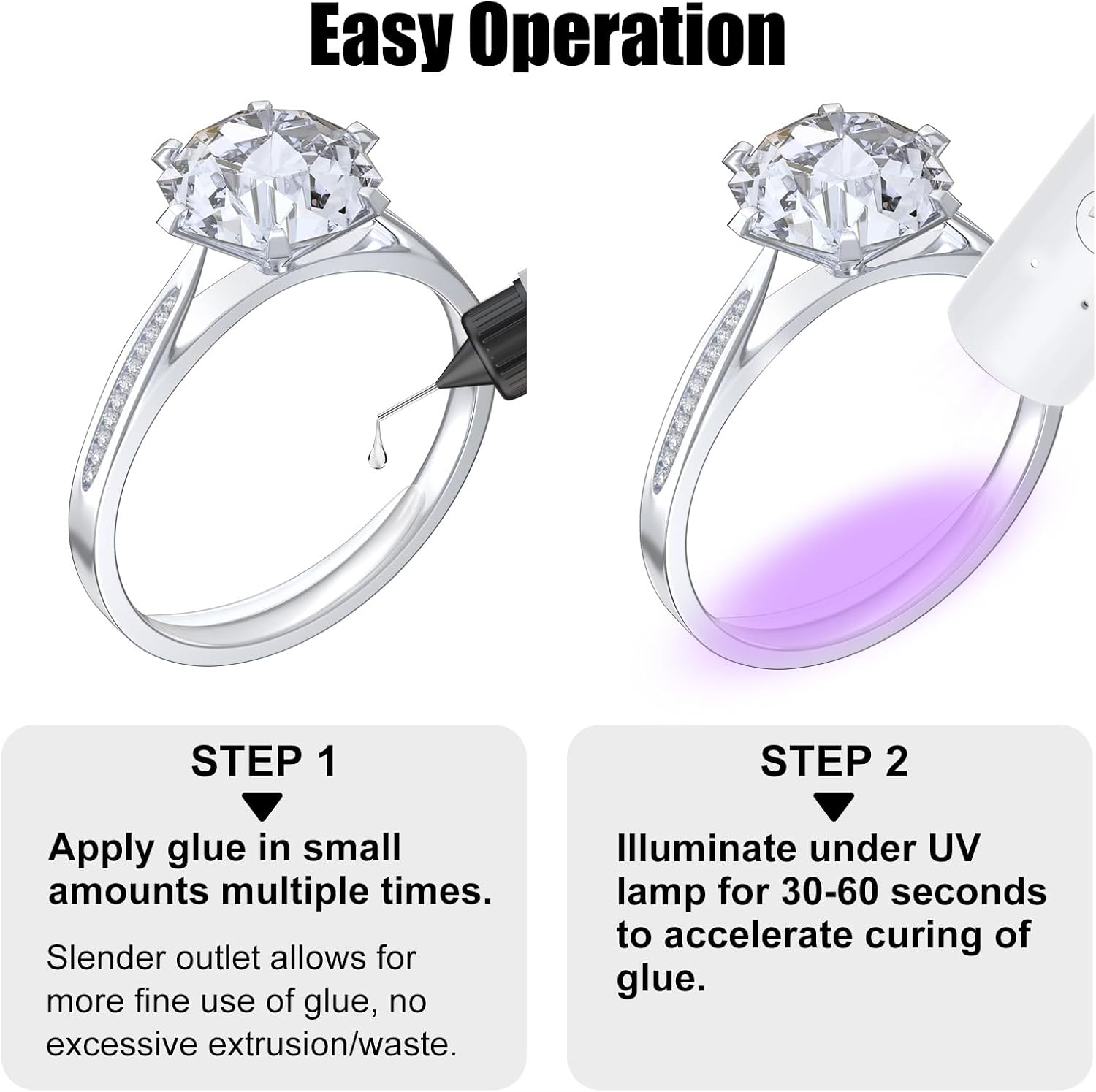 Hifan Ring Size Adjuster for Any Loose Rings, Ring Guard Tightener Invisible Curable Adhesive with UV LED Lamp, Easy to Disassemble Traceless Ring Resizer Glue image number 4