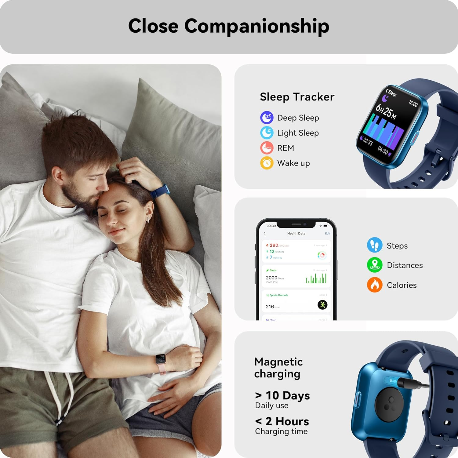 Smart Watch for Women Men, Smart Watch (Answer/Make Call),1.8" Full Touch Alexa Built-In Fitness Watch with Sleep/Stress Monitor, IP68 Waterproof Smartwatch for Android Ios (Blue) image number 2