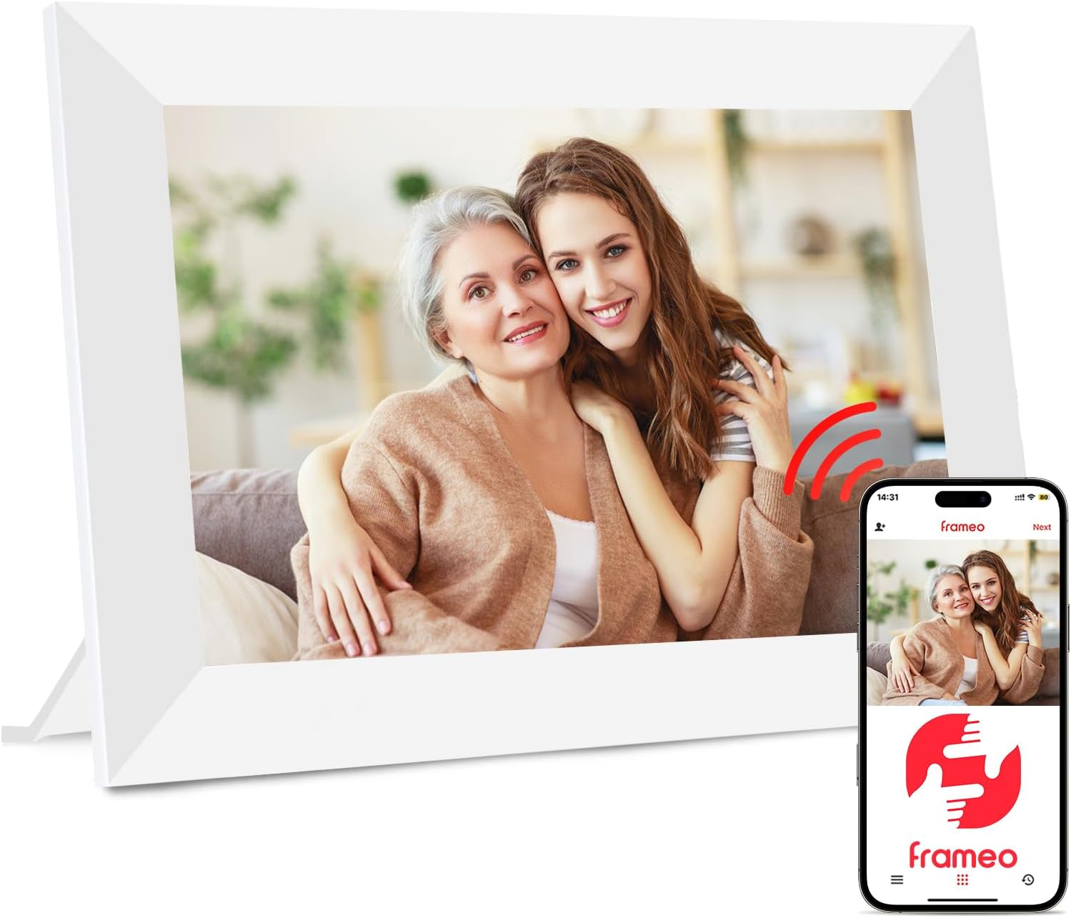 Frameo Wifi Digital Picture Frame 32GB Memory 10.1 Inch, 1280X800 HD IPS Touch Screen Photo Frame Electronic, Easy Setup, Share Photos or Videos Anywhere via Free Frameo APP