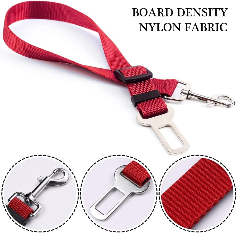 4 Pack Pet Dog Cat Seat Belt,Yucool Adjustable Length Pet Seat Belt Pet Accessories for Dogs Cats and Pets-Red image number 2