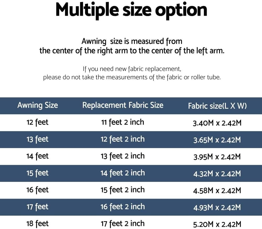 Weisshorn 13Ft Caravan Awning RV Replacement Fabric Roll Out Shading 3.65X2.42M image number 1