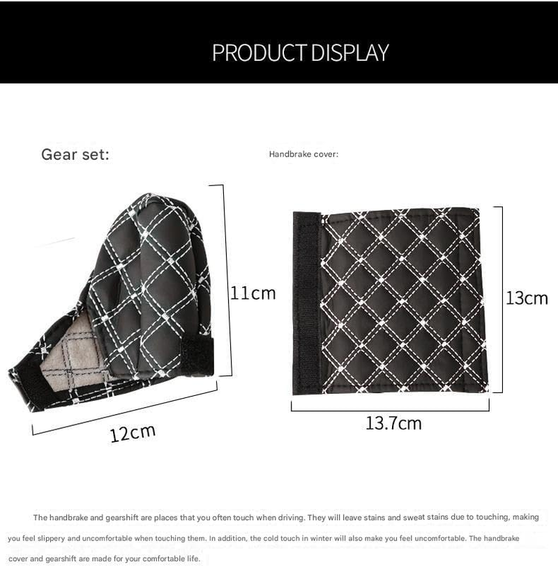 2 Pcs Set Car Handbrake Shift Gear Knob Cover, Leather Breathable Soft Handbreak Protect No-Slip Sleeve, Case Auto Interior Decor Accessories Fit Most Vehicle for Men Women (Black, One Size)