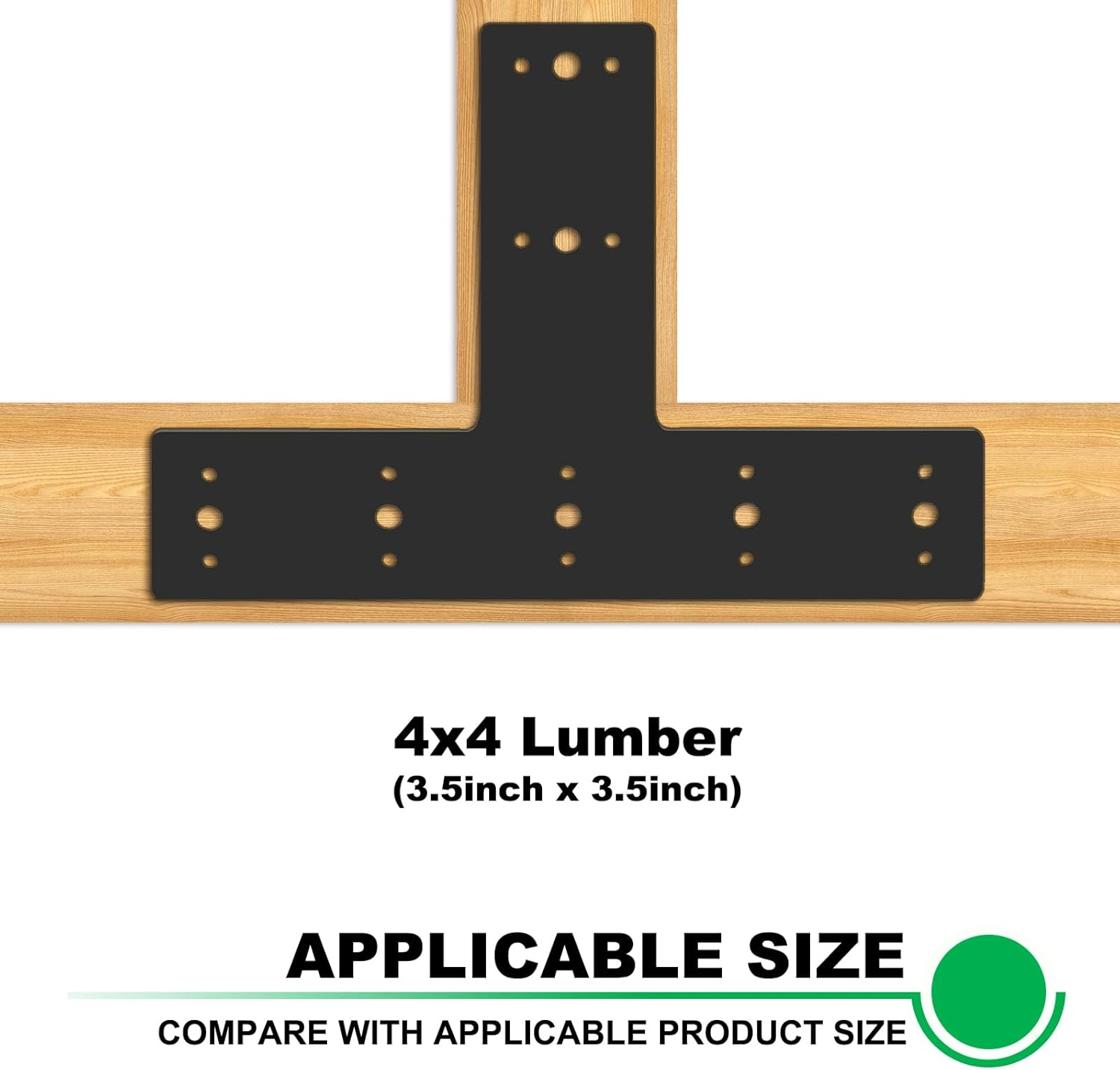 Andorm T Shape Post Bracket - Heavy Duty for Wood 4X4,6X6 Lumber Pergola - Powder Coated, Black image number 4