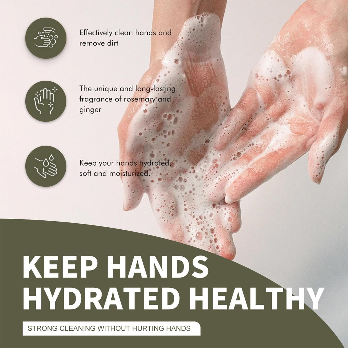 AIMALL 2PCS Rosemary Ginger Foaming Hand Wash &ndash; 100Ml Hydrating Antibacterial Hand Soap with Glycerin for Daily Hand Hygiene, Easy Rinse Formula for Adults and Kids image number 2