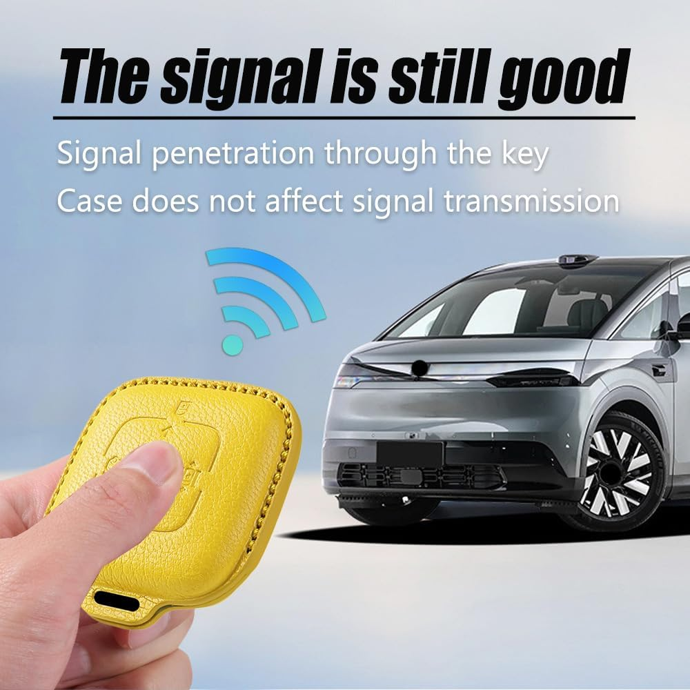 Ontto 4 Buttons Leather Car Key Fob Cover Fit for Zeekr X 001 007 009 7X Smart Key Case Keyring Shell Key Holder Keychain Accessories Green - Green image number 3