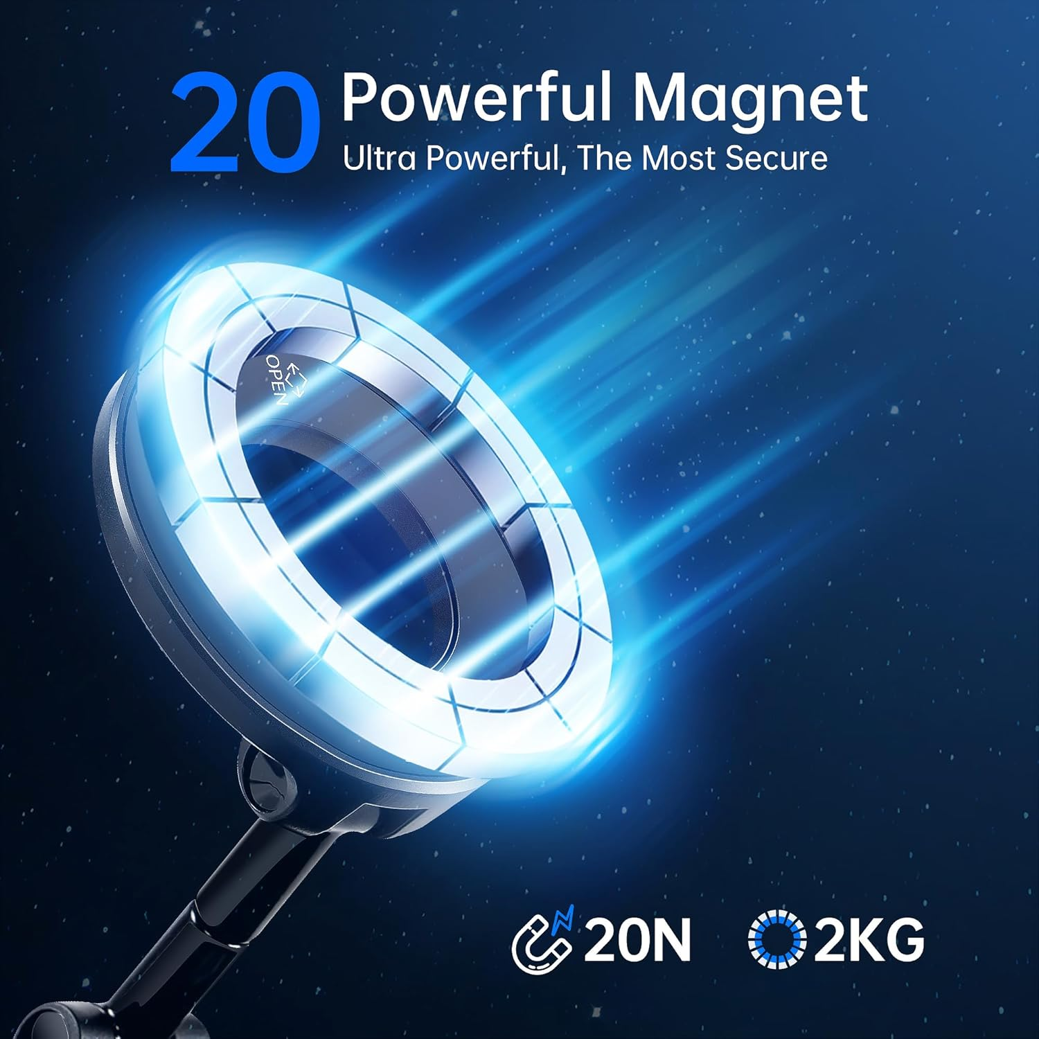 KTX Magnetic Car Mount Holder with Adjustable Ring Base, 360&deg; Rotation Dashboard Phone Stand Compatible with Magsafe &ndash; Strong Magnet, Secure Lock Design, Easy One-Hand Use