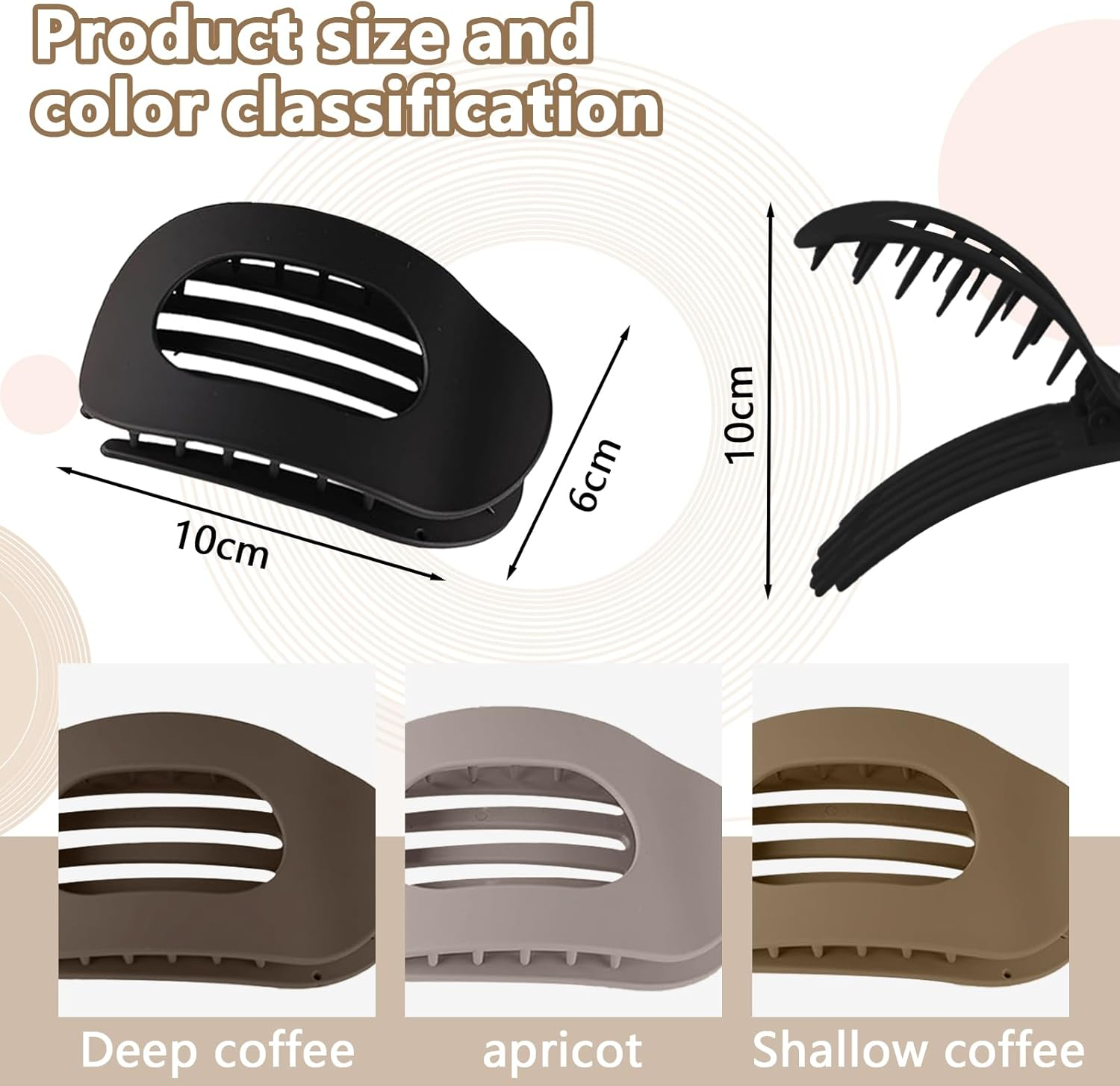 Tenalucy Set of 4 Hair Clips, Matte Hair Clips, Women'S Hair Claw Clips, Non-Slip Hair Clips for Women, French Hair Clips Set, Strong Hold, Plastic, French, Double Row Teeth (4 Colours) image number 1