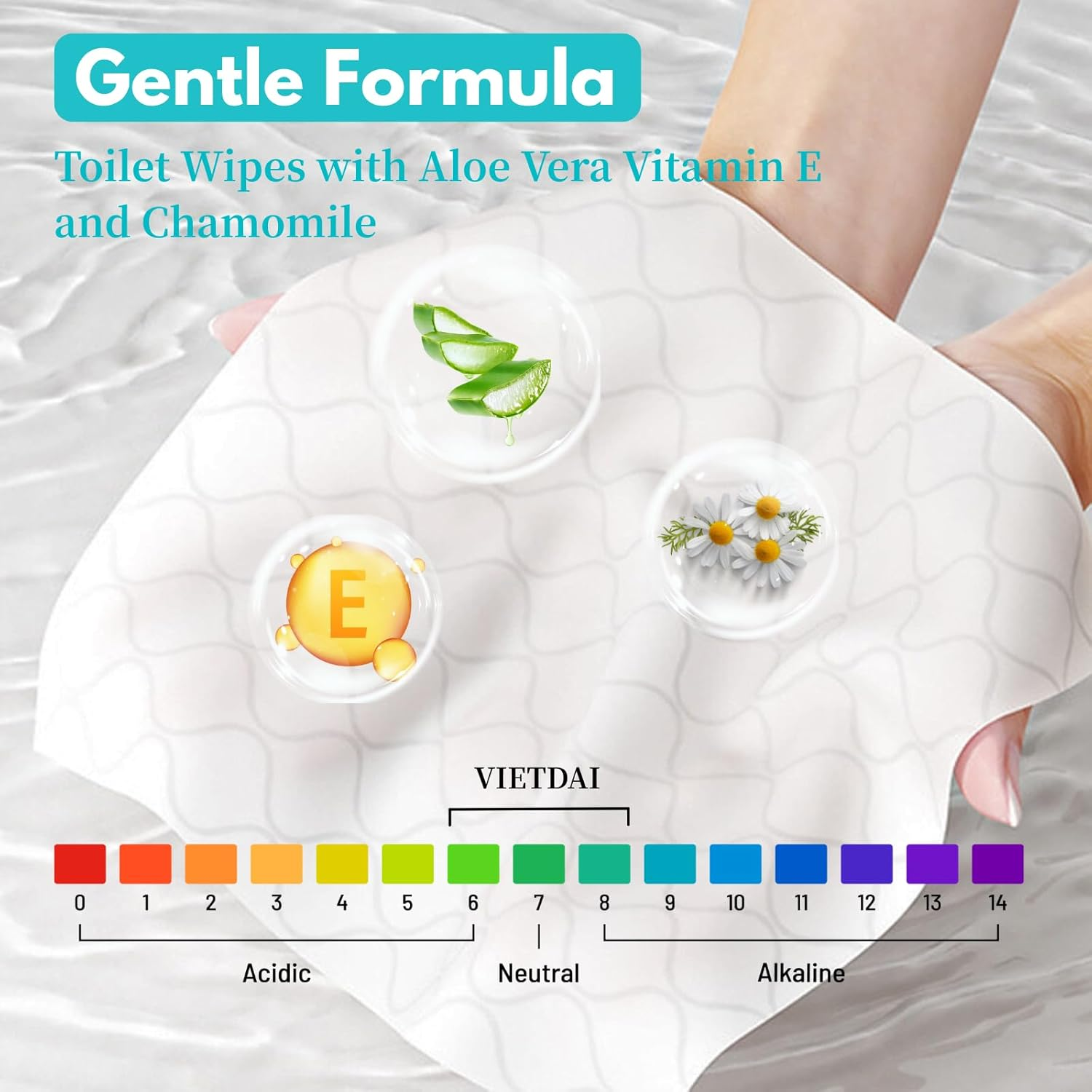 Flushable Wipes for Adults, Septic and Sewer Safe, VIETDAI Toilet Wipes Infused with Aloe and Vitamin E for Women, Men, Elders Incontinence, Travel, and Bathroom Use - 168 Count image number 1