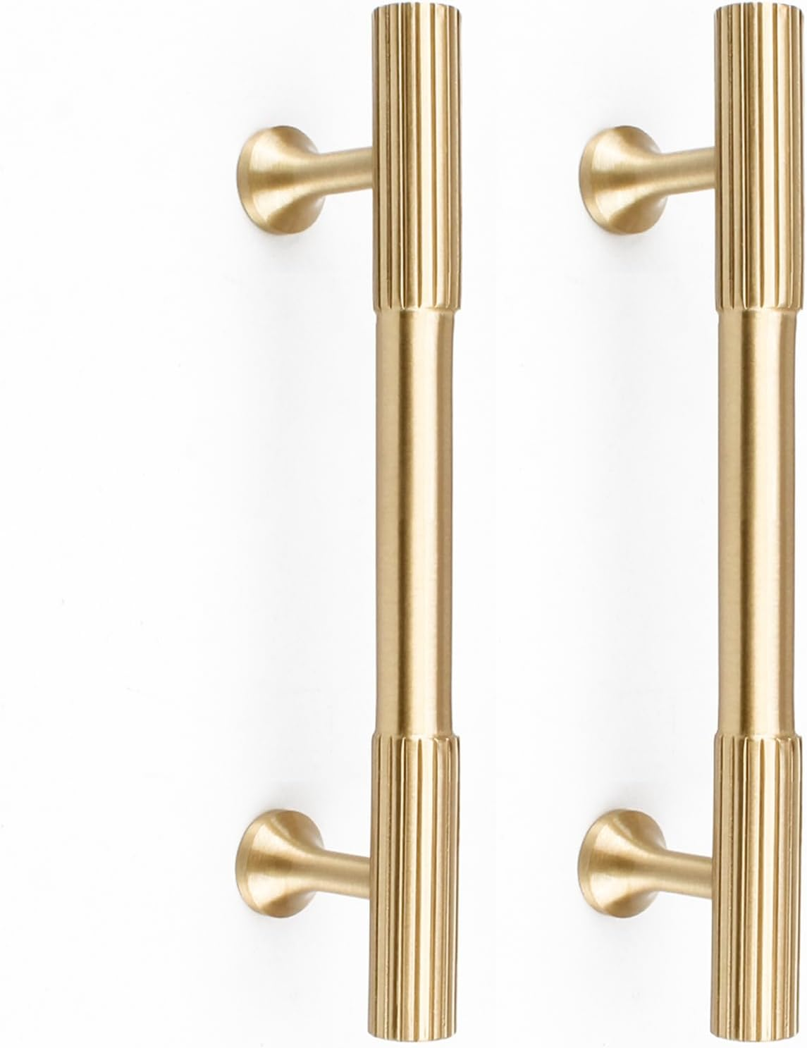 RZDEAL 4Pcs Solid Brass Gold Cabinet Pulls, 3-3/4-Inch Hole Centers for Kitchen Cupboard Handles Modern Drawer Dresser Pulls Bathroom Brushed Brass Cabinet Pulls Wardrobe Door Handles image number 5