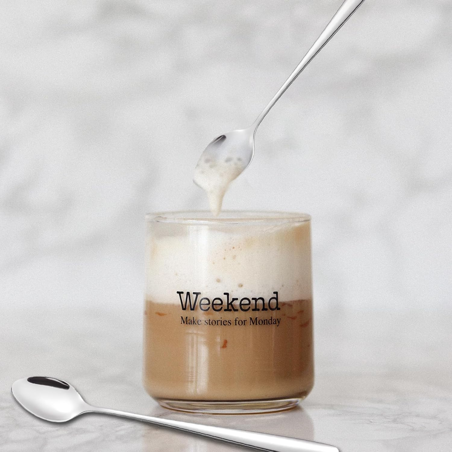 Tiokin Long Handle Teaspoons, 19.8Cm Long Iced Tea Spoons, Stirring Spoon, Coffee Spoon, Ice Cream Spoon, Stainless Steel Teaspoons, Cocktail Mixing Spoon, Set of 4 image number 1