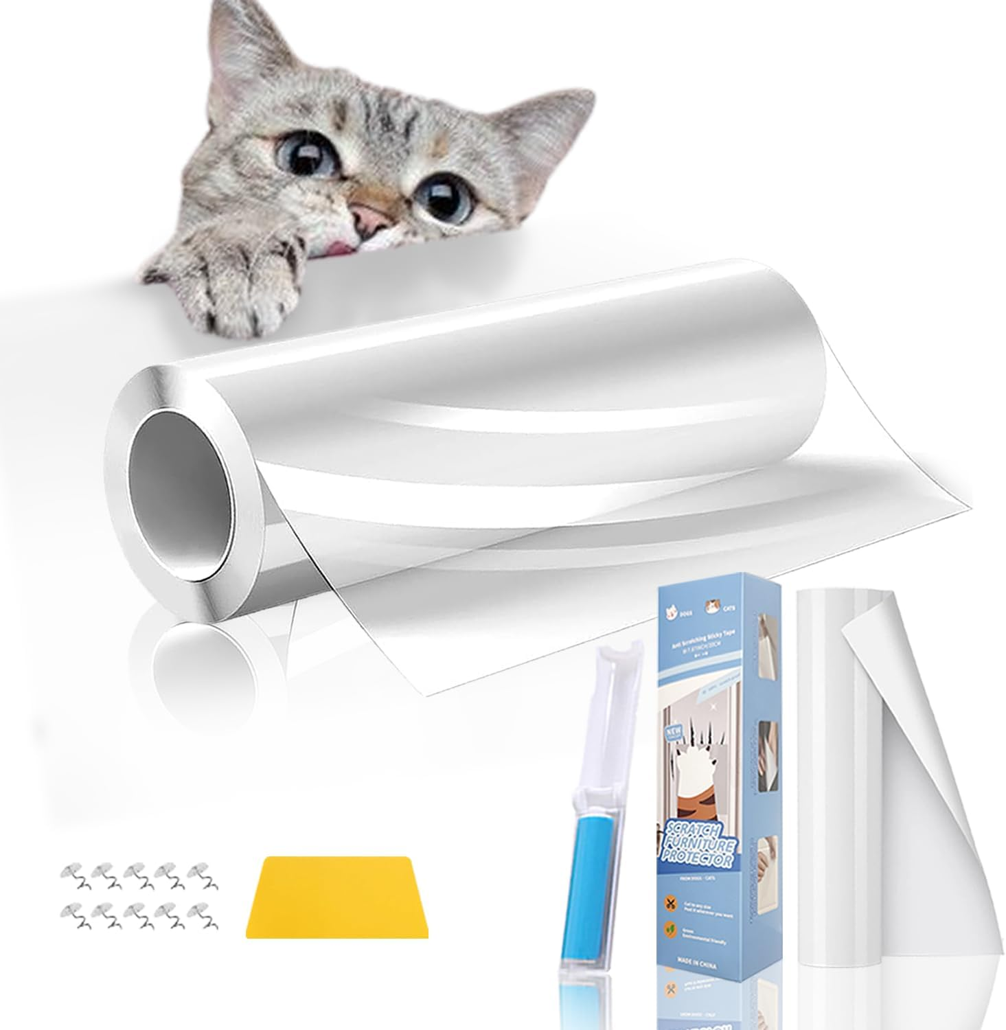 SB&reg; Cat Sofa Cover 30 X 300 Cm + Lint Roller + Spatula + 10 Pings | Pet Scratch Protector for All Kinds of Furniture (30 X 300 Cm) image number 2