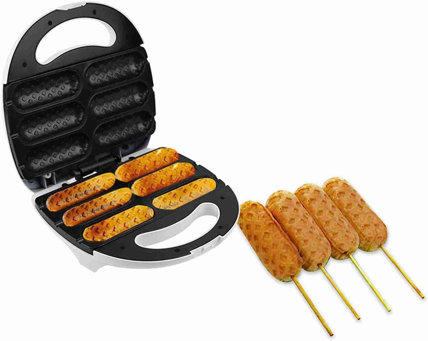 MENDUNER Corn Dog Waffle Maker 750W Double-Sided - Quickly Cooks 6 Corn Dogs Evenly, Non-Stick Coating For, Commercial Grade Stainless Steel Construction (AU Plug 220‑240V) image number 6