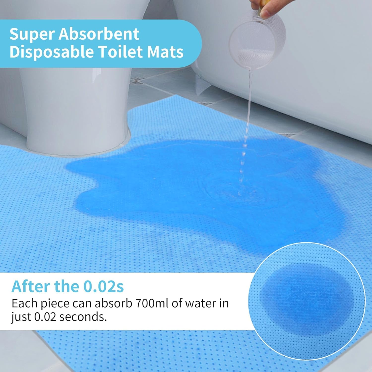 BREENHILL 25 Pack Disposable Toilet Mats for a Hygienic & Stress-Free Everyday Home Bathroom Experience,Toilet Floor Protector from Urine,Disposable Toilet Floor Mat for Urine image number 6