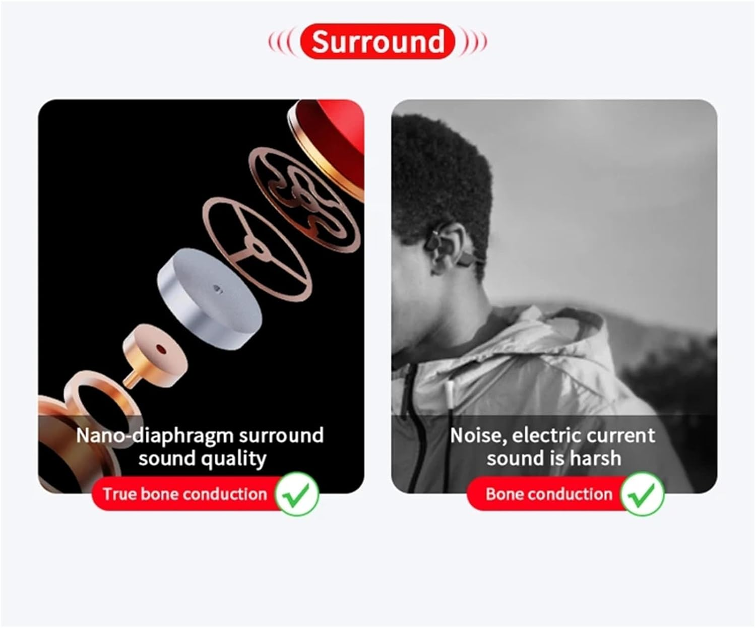 IPX8 Waterproof Bone Conduction Headphones X7S Bluetooth 32GB MP3 Swim Sports Wireless Earphone with Mic Hifi Bass Music Stereo (Black) - Black image number 5