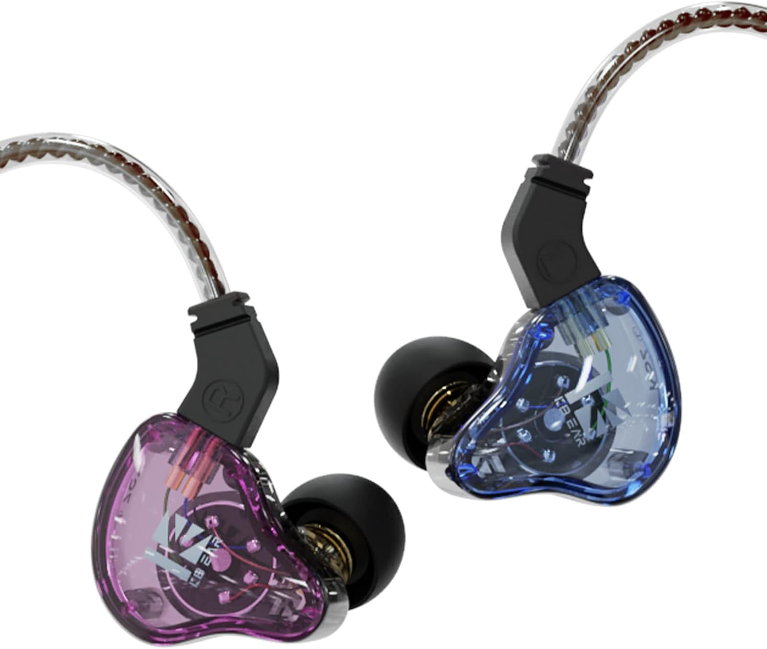 KBEAR in Ear Earphones KBEAR KS2 Wired Headphones,10Mm 1BA+1DD in Ear Monitors,With Detachable Cable,Hifi Bass Earbuds Noise-Isolating Headset for Audiophile Musician (No Mic, Blue Purple) image number 5