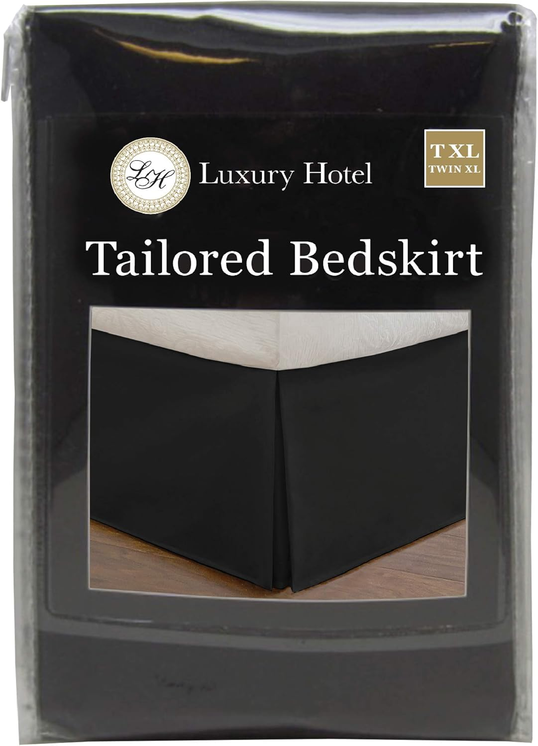 Lux Hotel Bedding Tailored Bedskirt, Classic 14" Drop Length and Pleated Styling, Black, Twin/X-Large image number 6