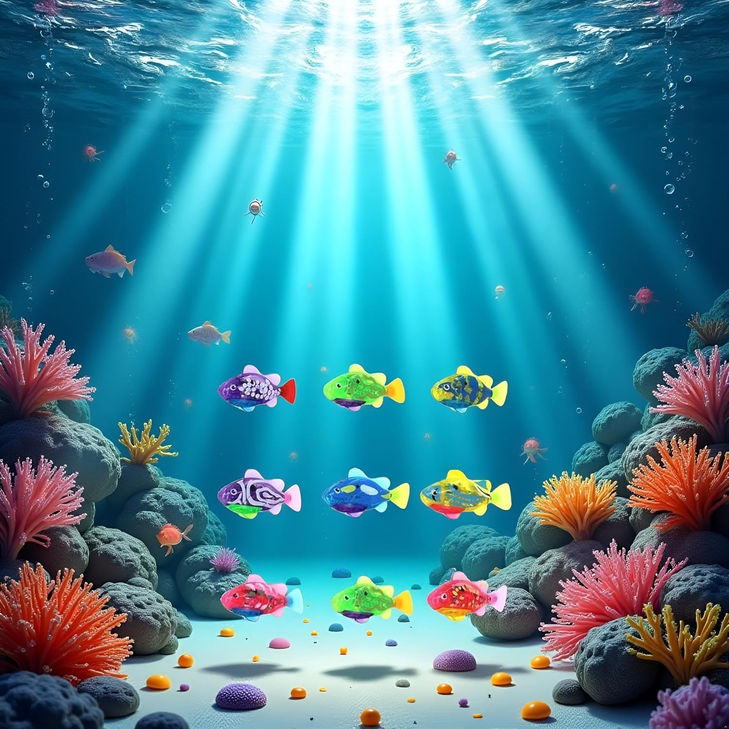 1PS Green Interactive Swimming Fish Toy for Indoor Cats - LED Light, Cat Enrichment Electronic Kitty Exercise Toys image number 1