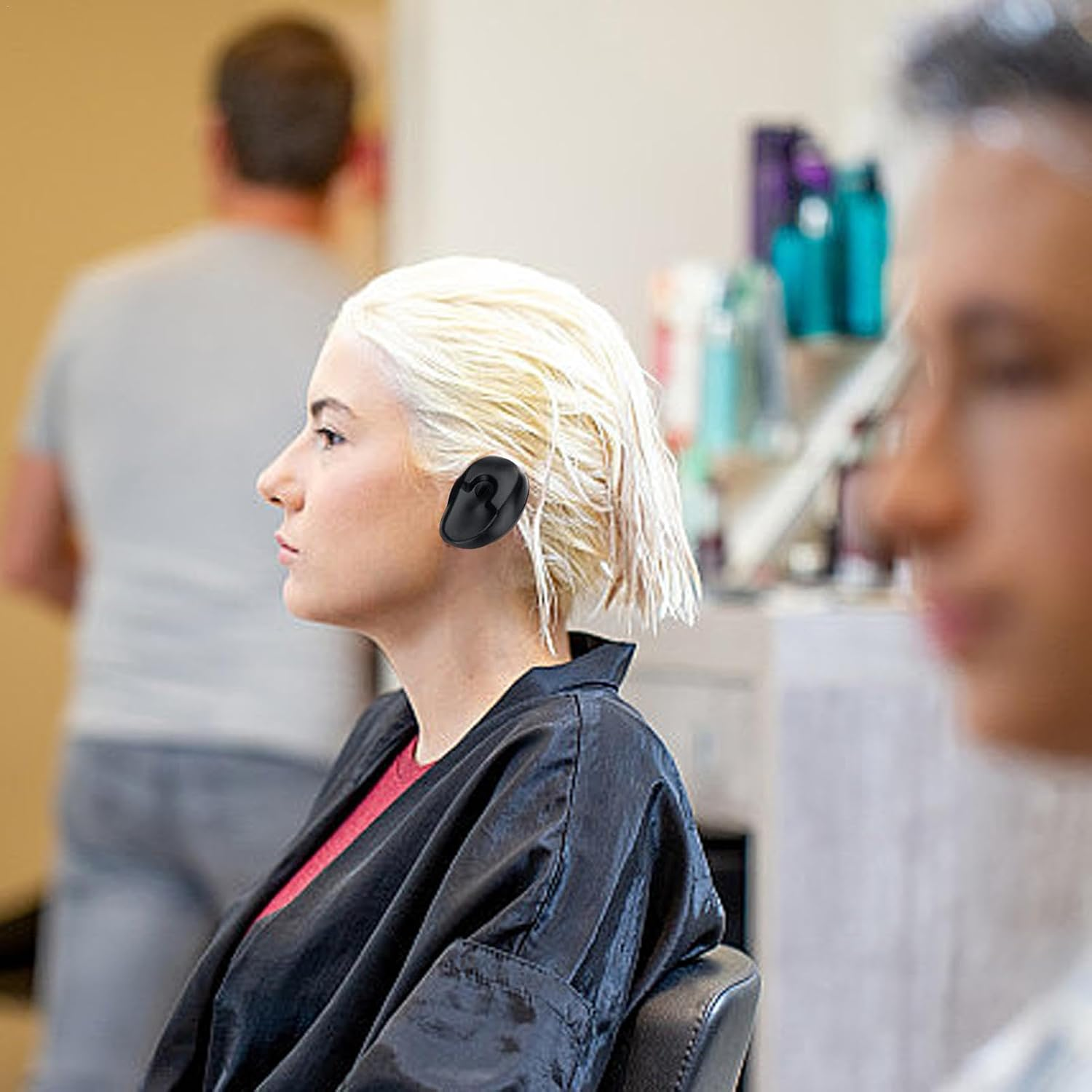 Wezalget Ear Covers for Hair Dye - Ear Shield Protective Cover | Reusable Ear Protectors, Silicone Hair Perm Shield, Waterproof Hair Dye Earmuffs, Hair Styling Tools - Pink image number 5