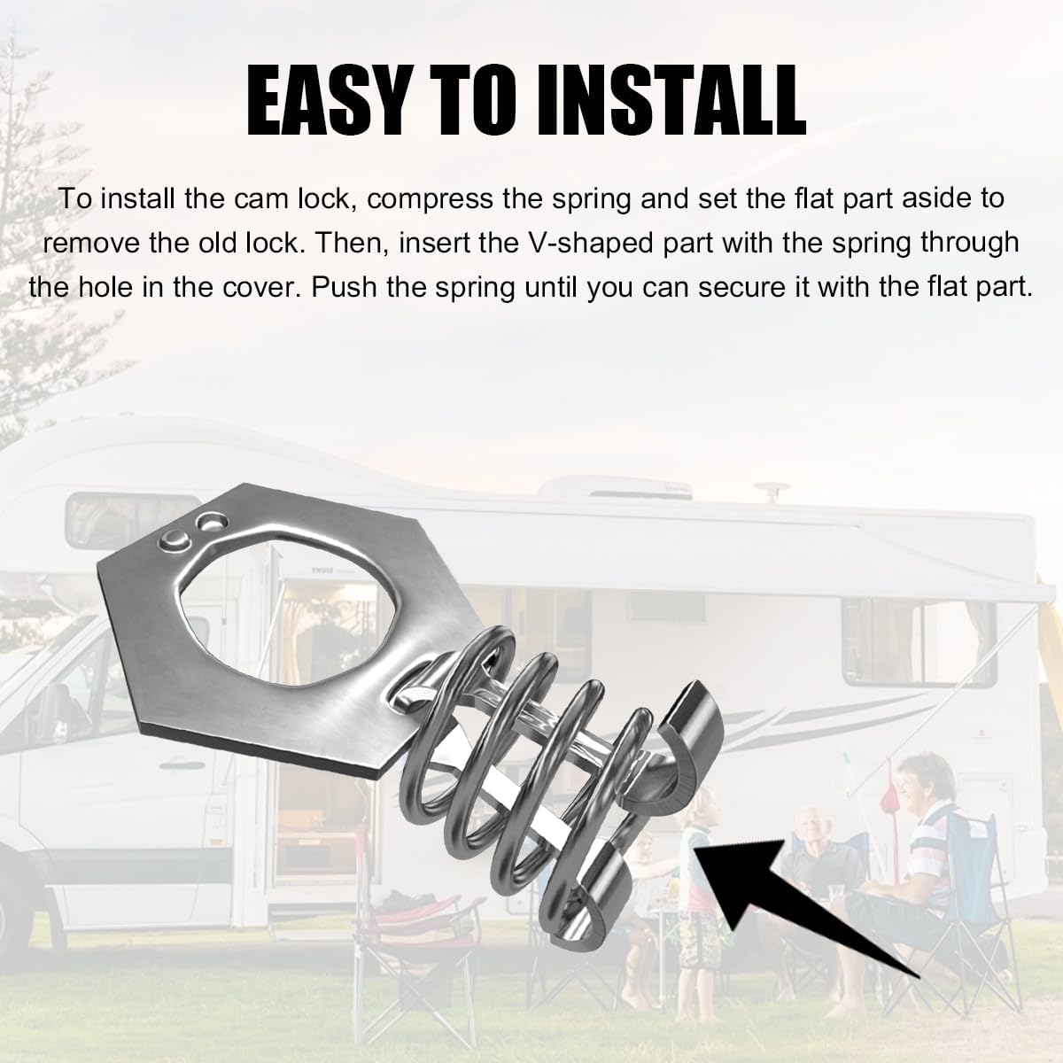 2 PCS RV Water Heater Cam Lock, Stainless Steel RV Water Heater Door Latch Fastener with Hook, Latch Twist Assembly Replacement for RV Hot Water Heater Door, Car Accessories (2 PCS) image number 4