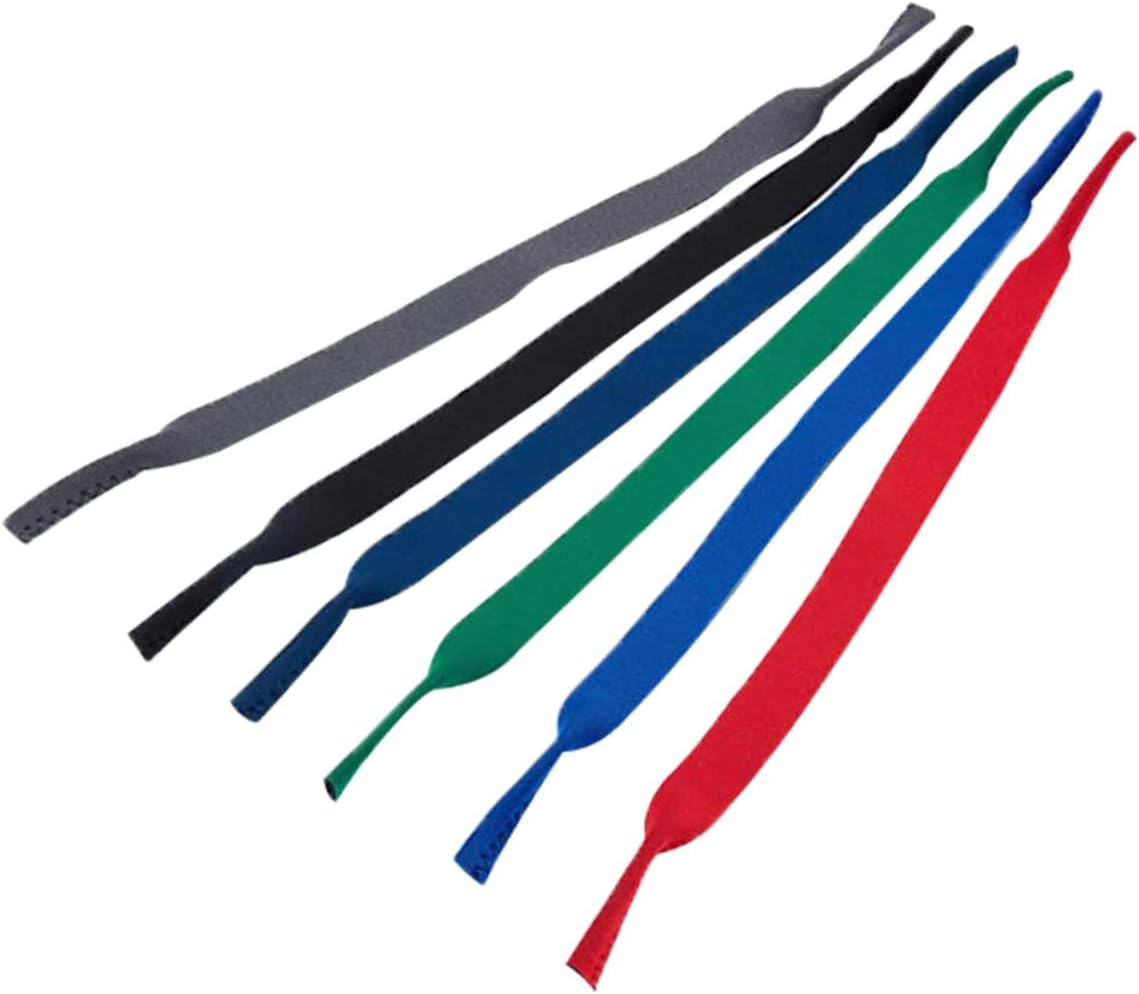 QUMIIRITY 6Pcs Sports Glasses Elastic Cord Eyewear Strap Anti-Slip Sunglasses Rope Holder for Men and Women with Red Green Blue Black Gray Navy &ndash; Multipack Eyewear Retainers for Outdoor Activities