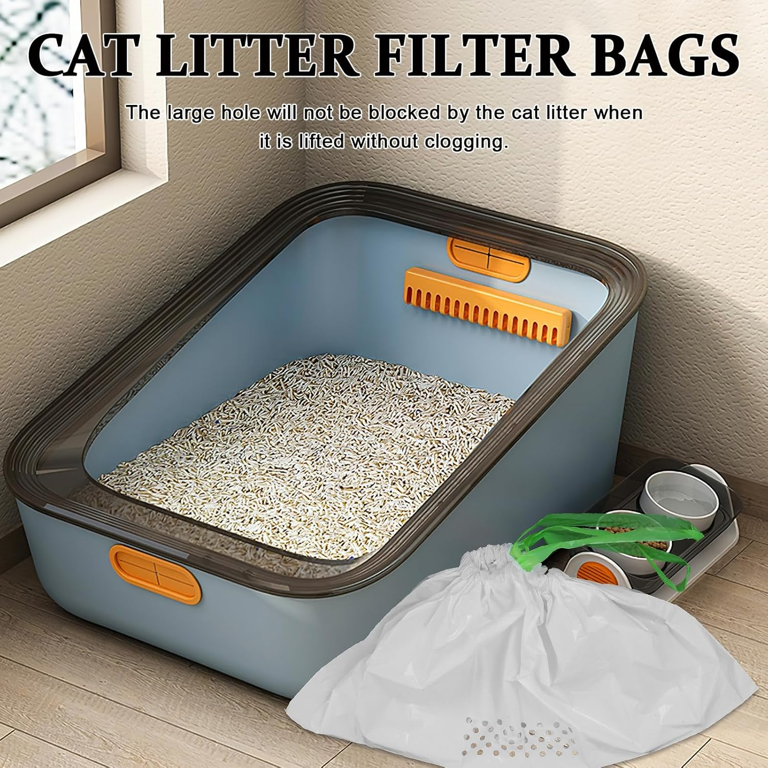 Iplusmile Pack of 7 Pet Cat Litter Filter Bags for Dogs Cat Litter Bag Liner Disposable Bin Bags Litter Tray Bag Cat Waste Bag Cat Litter Filter Bag image number 2