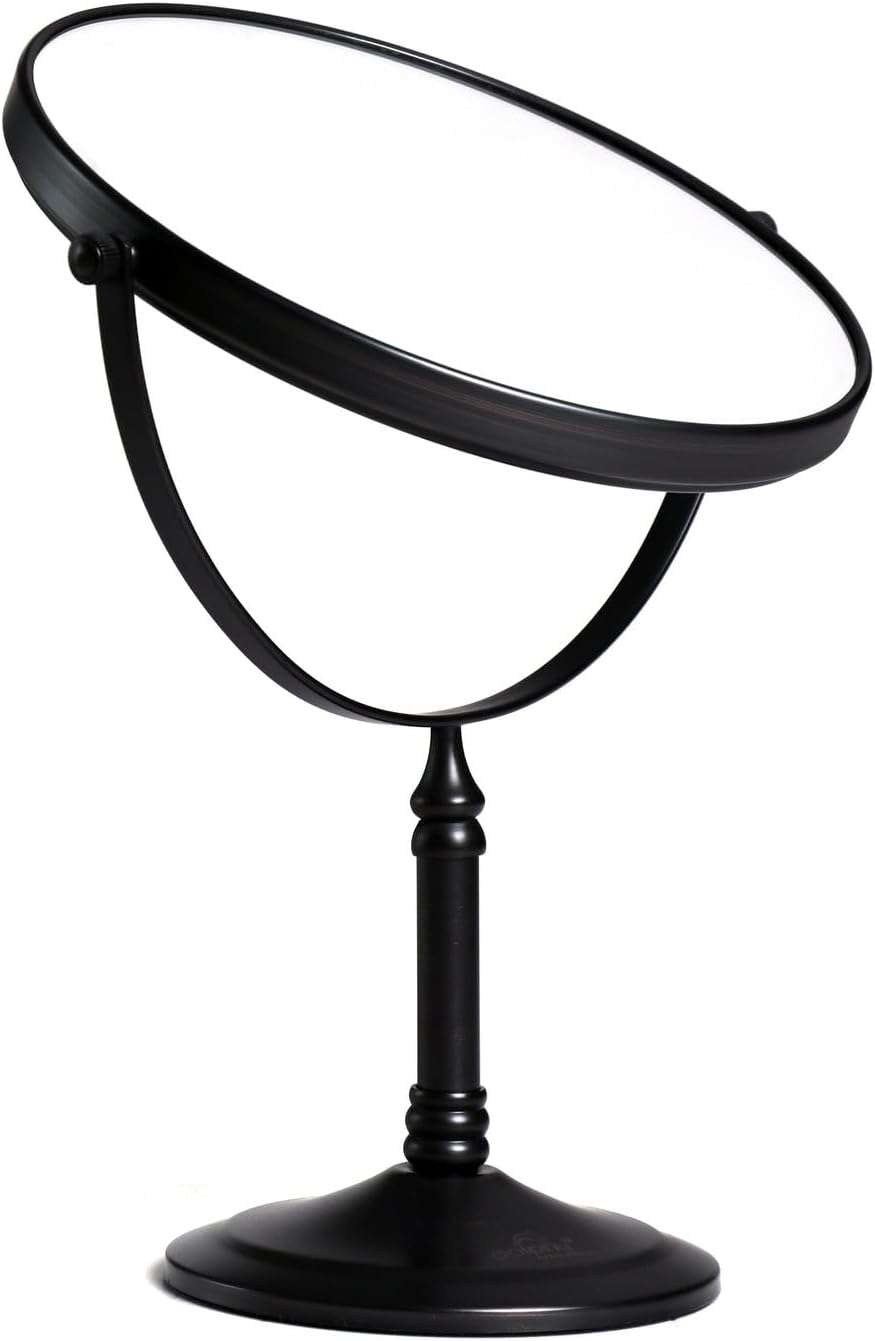 Dolphy 8-Inch Tabletop Makeup Mirror &ndash; Black, 5X Magnifying Mirror with Dual-Sided Swivel Design, Sleek & Modern Look for Home Vanity, Salon, Spa & Travel Use