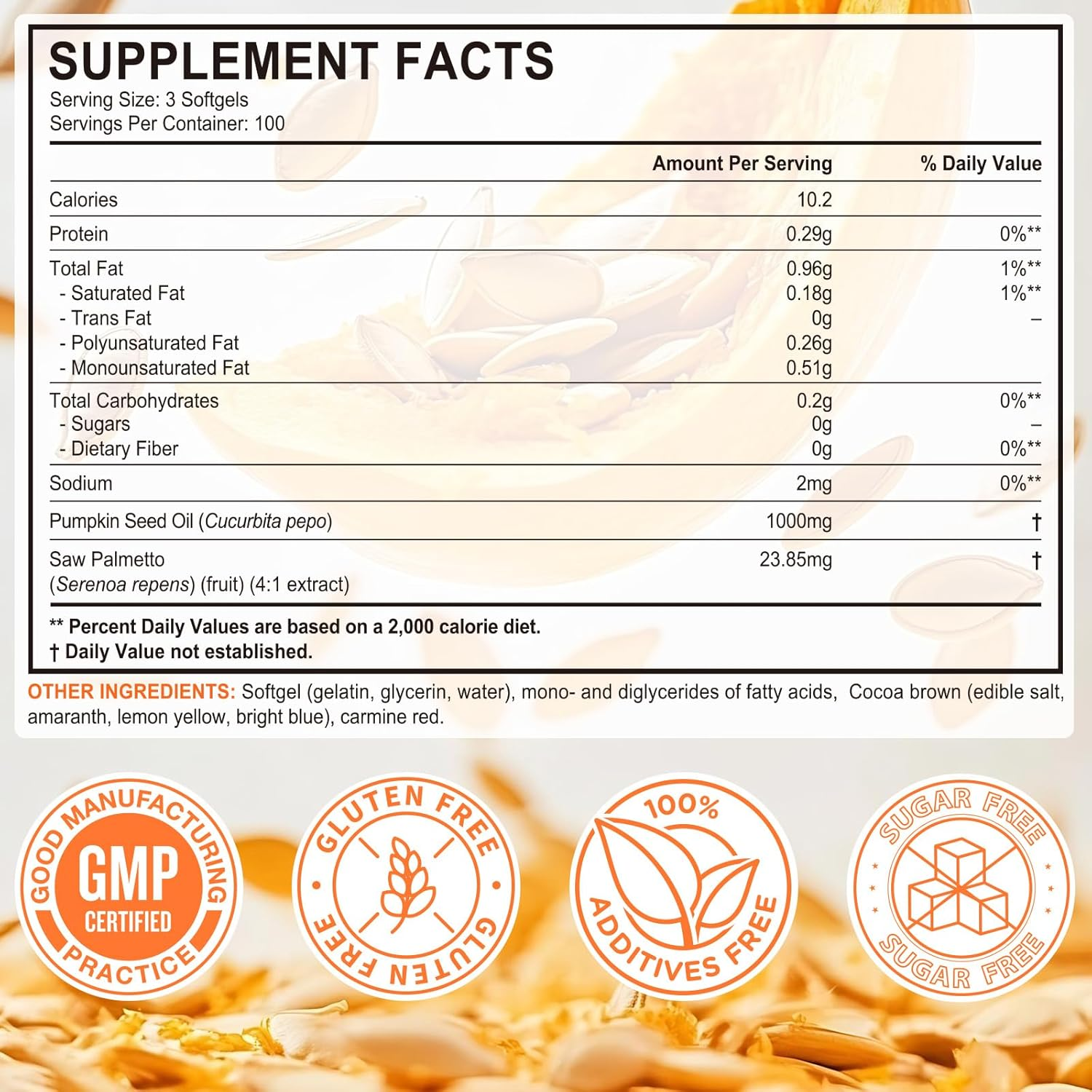 Pumpkin Seed Oil with Saw Palmetto | Cold-Pressed Formula | 1000 Mg per Serving | Natural Source of Fatty Acids and Phytosterols | Non-Gmo, Gluten Free | 300 Softgels image number 1