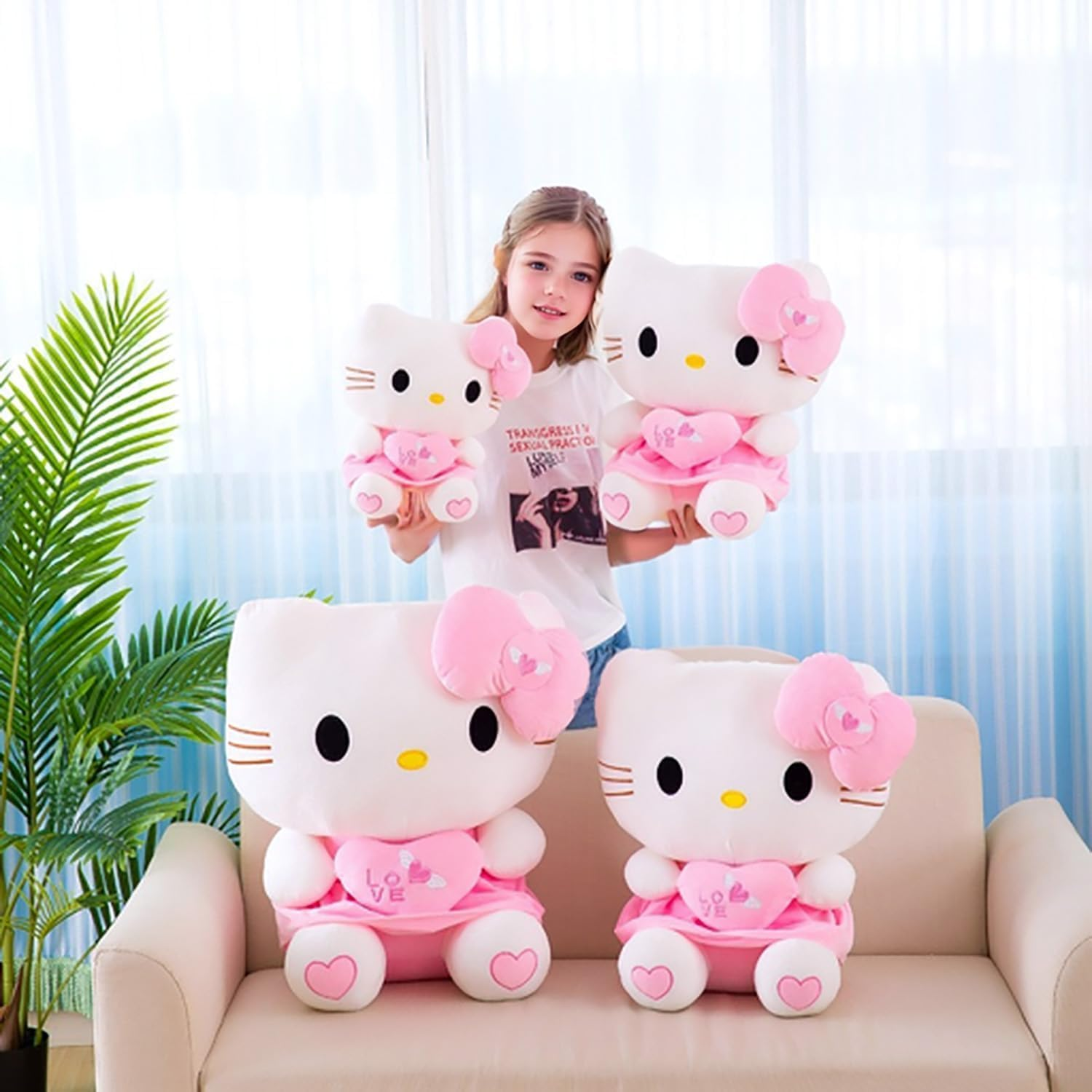 Kitty Cat Plush Toys, Pillow Plush, Soft Doll Toys, Stuffed Animals Toy Birthday Gifts for Girls Kids (Heart) image number 1