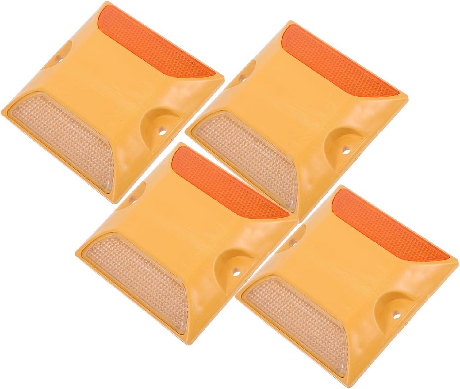 ABOOFAN 4Pcs Road Reflective Markers Pavement Markers Ground Reflective Road Studs Street Pavement for Driveways Parking Lots Safety Signs image number 3