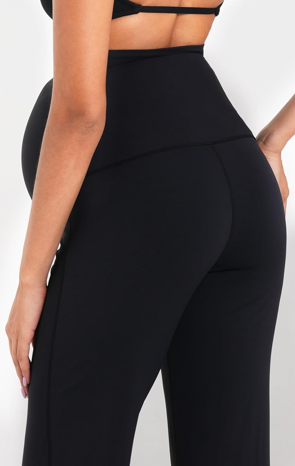 Sunzfly Maternity Wide Leg Pants over Belly Flowy Pregnancy Lounge Yoga Pants with Optional Pockets, Stretchy & Supportive image number 3