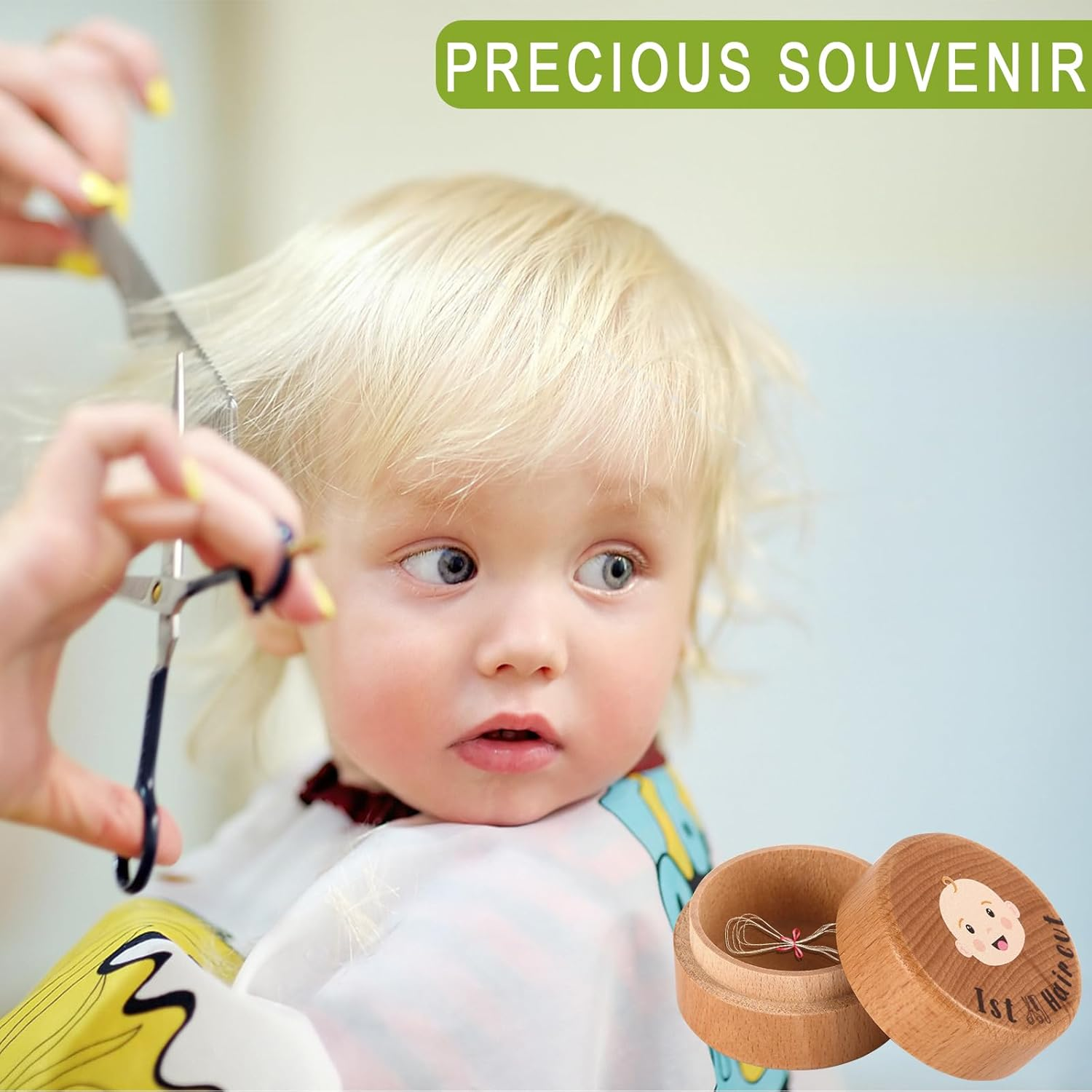 Baby'S First Hair Keepsake Box - Wooden Fetal Hair Collection Box for Baby Shower Birthday Gift image number 1