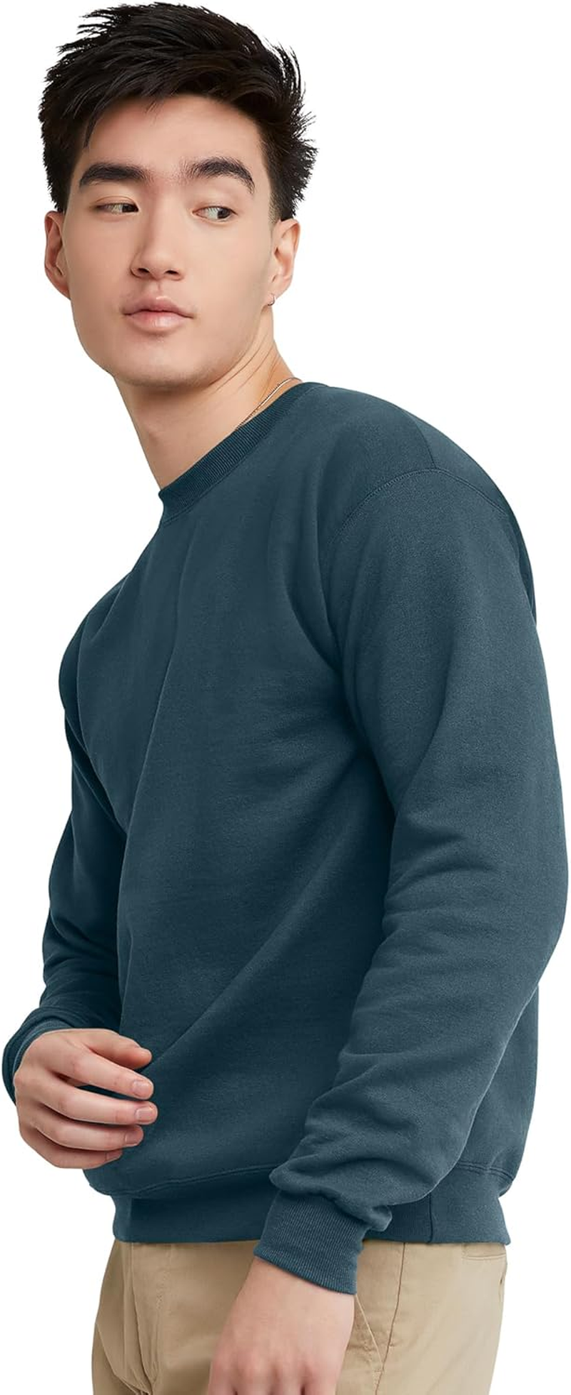 Hanes Men'S Ecosmart Fleece Sweatshirt, Cotton-Blend Pullover, Crewneck Sweatshirt for Men (1 or 2 Pack), Metallic Teal 1 Pack, Xx-Large image number 6