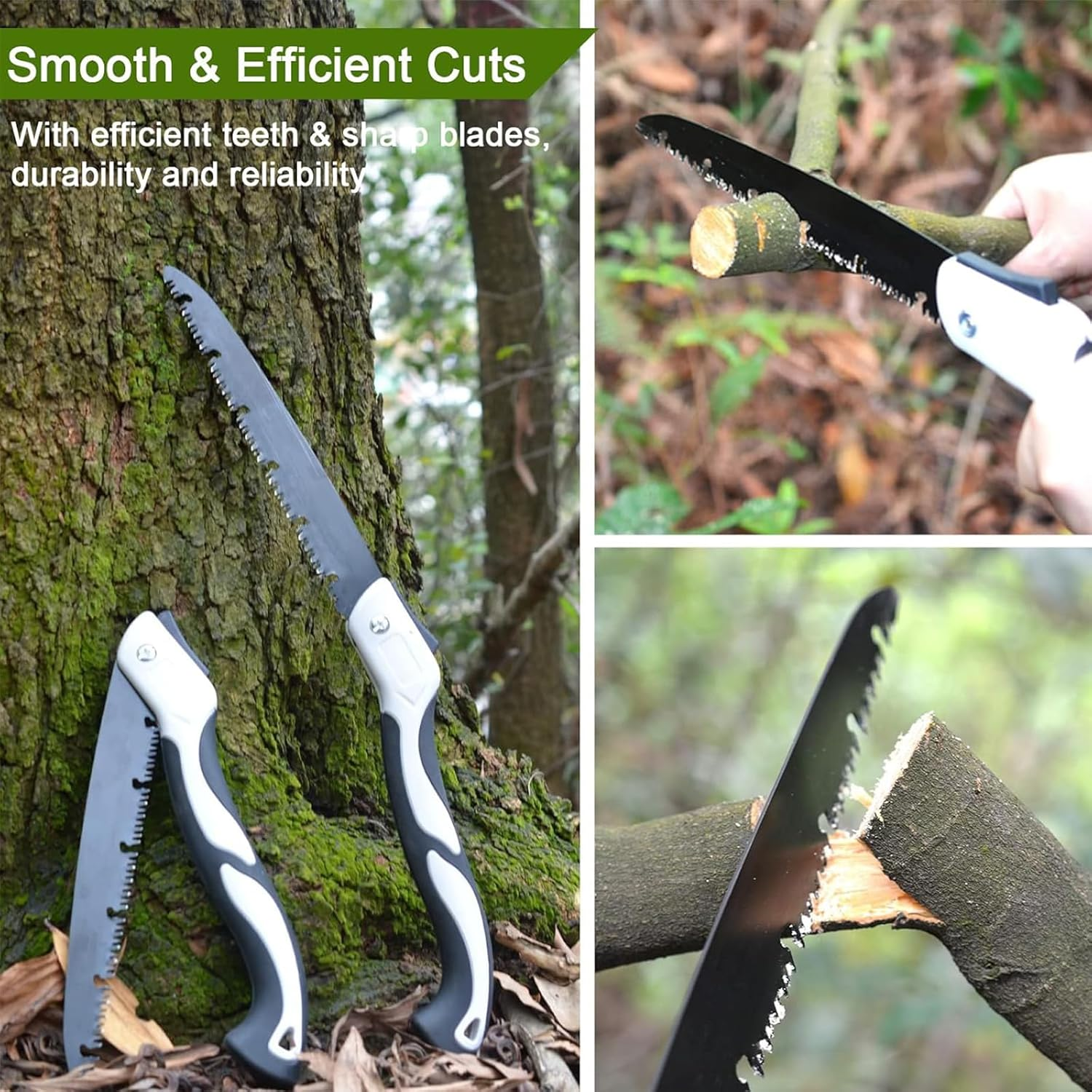 Folding Pruning Saw, 12.2 IN/31 CM Hand Folding Saw with 3 Replaceable Steel Blades for Tree Trimming, Wood Cutting, Camping, Gardening & Outdoor Activities image number 5