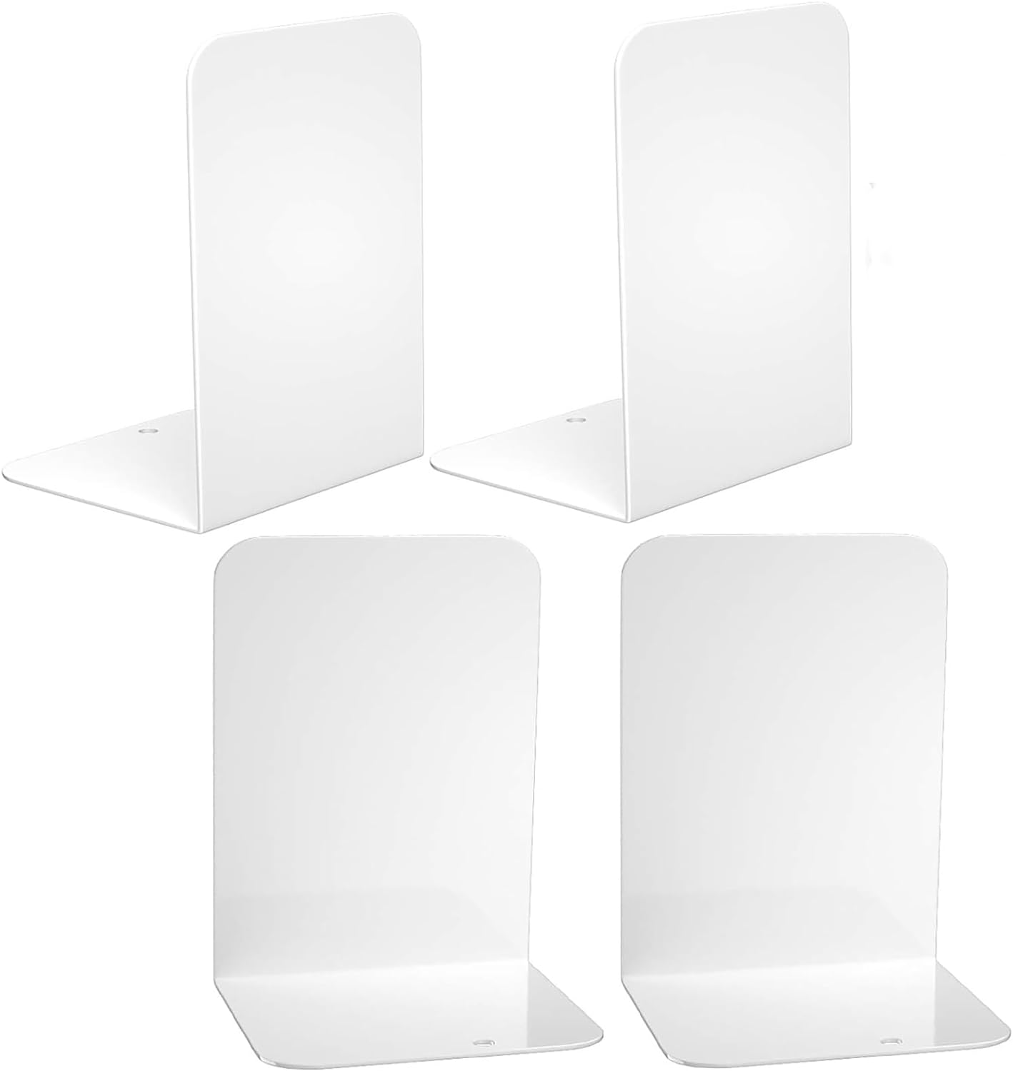 8 Pieces Bookends, White Book End, Heavy Metal Non Skid Sturdy Decorative Great for Bookshelf Office School Library - 4, Black image number 5