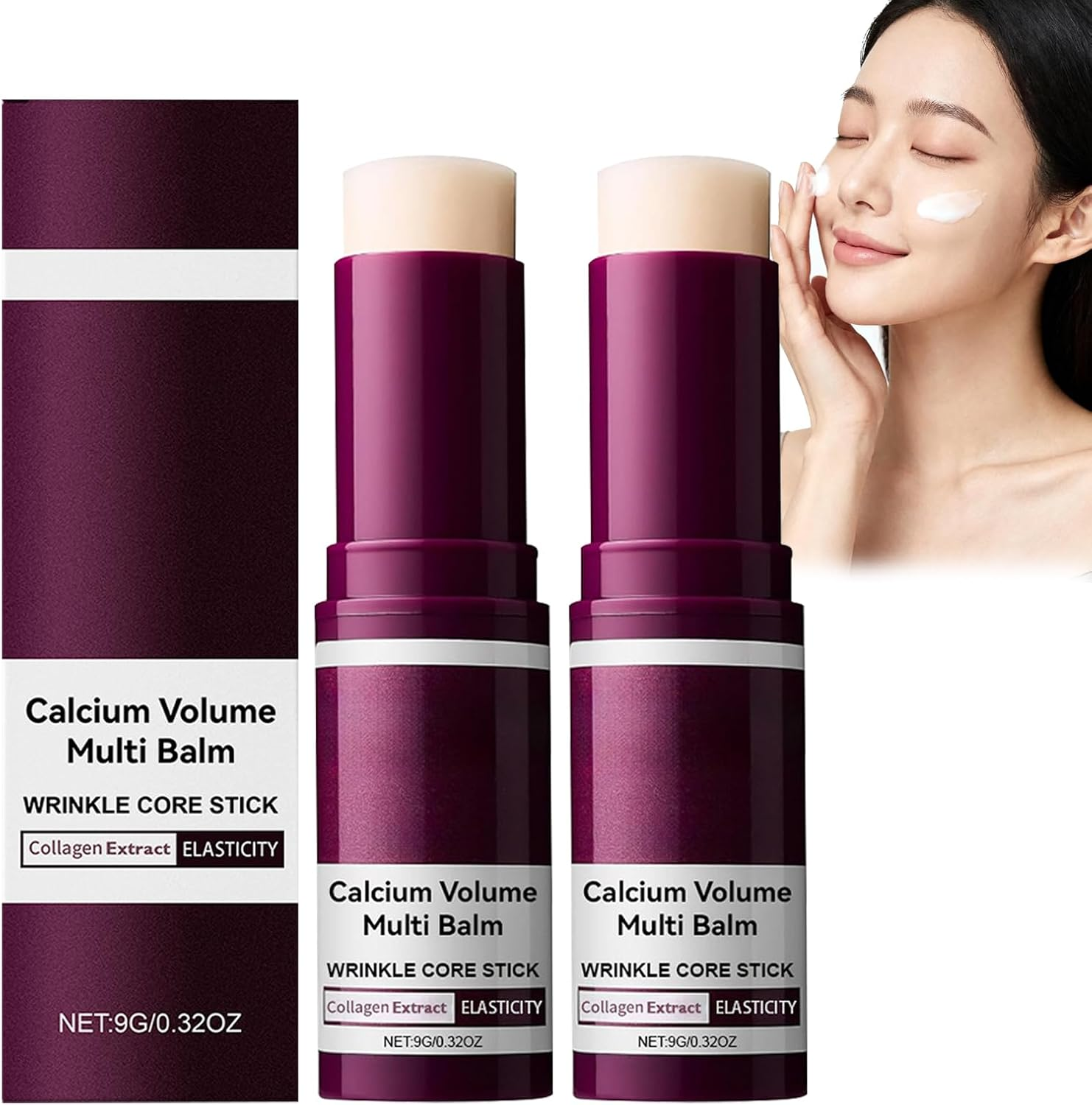 Calcium Multi Balm, Anti-Aging & Firming Korean Skincare Stick, Calcium Volume Multi Balm, for Hydrating & Firming Skin, Hydrating Anti-Wrinkle Serum Stick for Eyes, Face, and Neck (3Pcs)