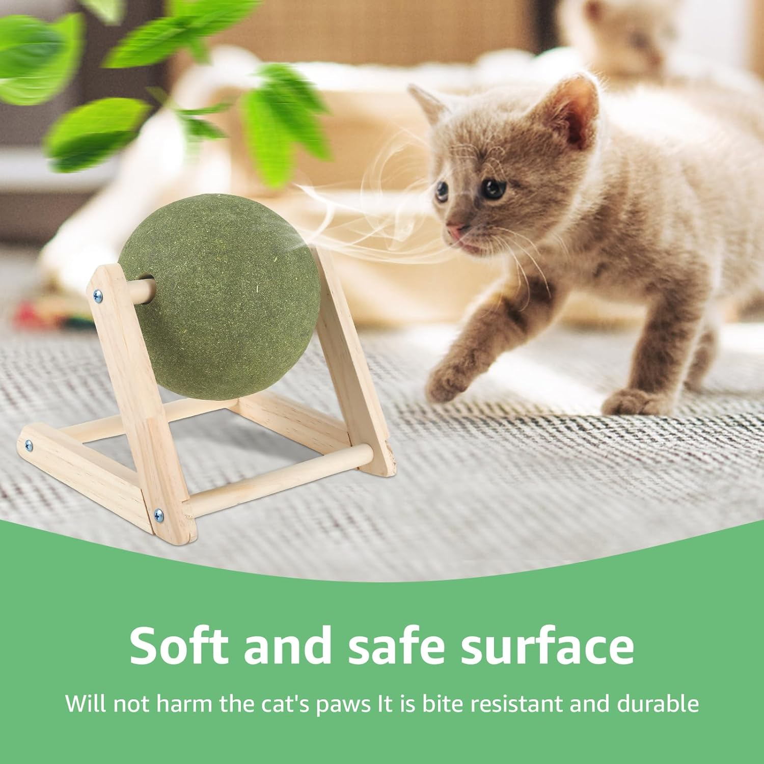 Cat Toy Ball,Catnip Ball with Stand,Giant Catnip Ball,Cat Toys with Catnip,Mint Ball Cat Toy,Cat Mint Ball,Cat Catnip Ball,Interactive Catnip Toy for Cat Playing and Training (L) image number 1