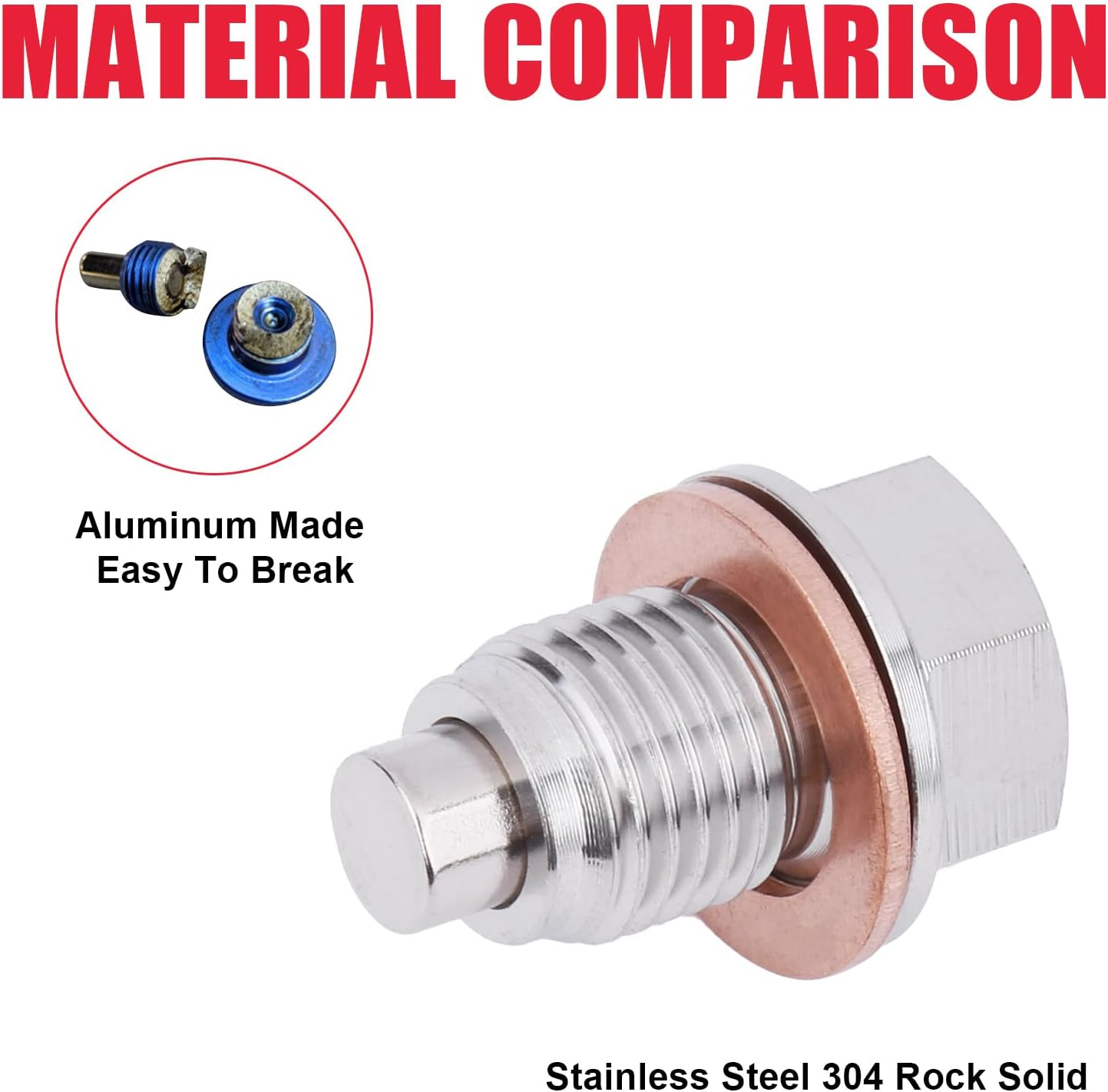 M14 X 1.5MM Stainless Steel Magnetic Oil Drain Plug with Neodymium Magnet Fits for Honda Acura Ford GM Mazda Hyundai KIA and More Vehicles image number 4