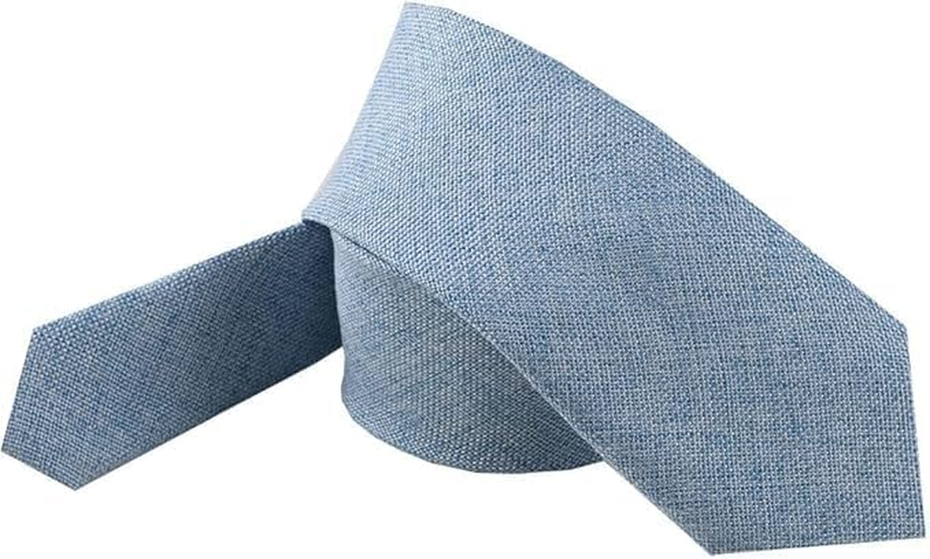 Skinny Ties for Men, Solid Denim Cotton Tie, Plain Ties Assorted with Stripe/Plaid