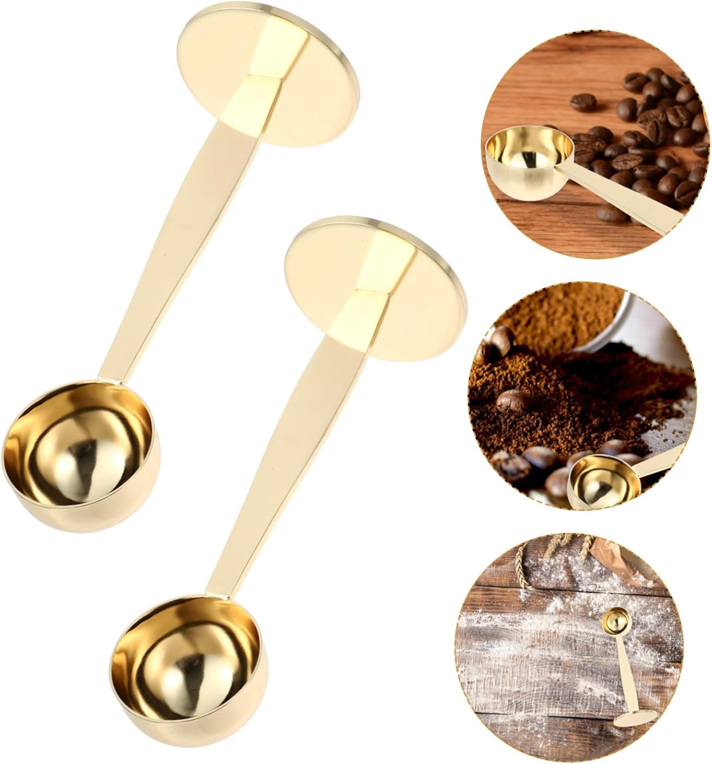 ASAKKURA 2Pcs Coffee Spoon Measuring Scoop for Ground Espresso Powder Hammer Tamper for Dosing Cup - Rose Gold image number 2